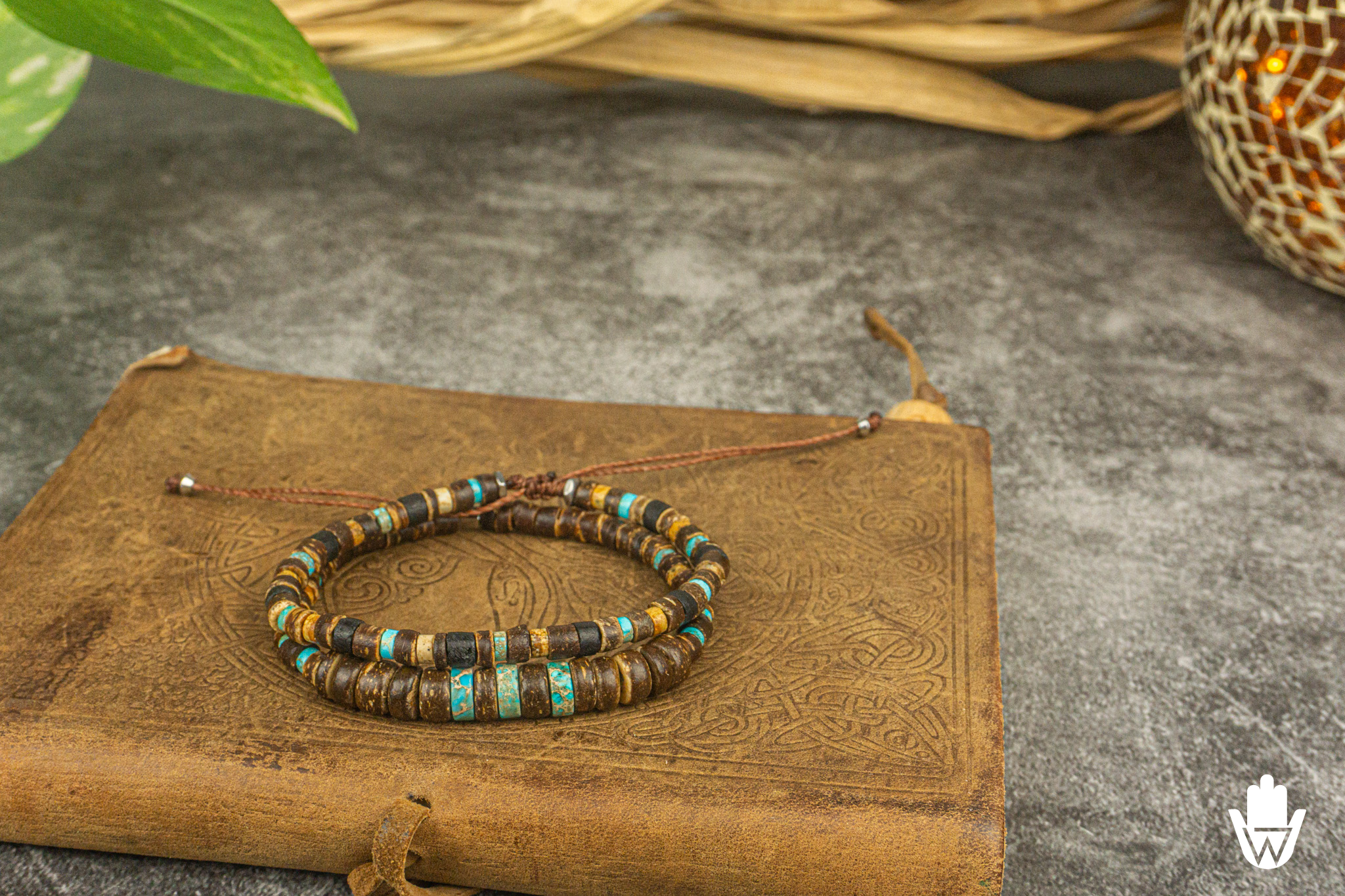 coconut and jasper gemstone beaded bracelet set - wander jewellery