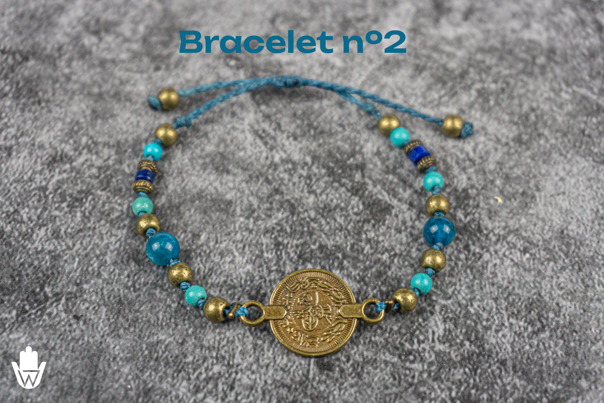 Blue Apatite , lapis lazuli and turquoise gemstone br¡eaded bracelet set of 3, with ancient gold coins - wander jewellery