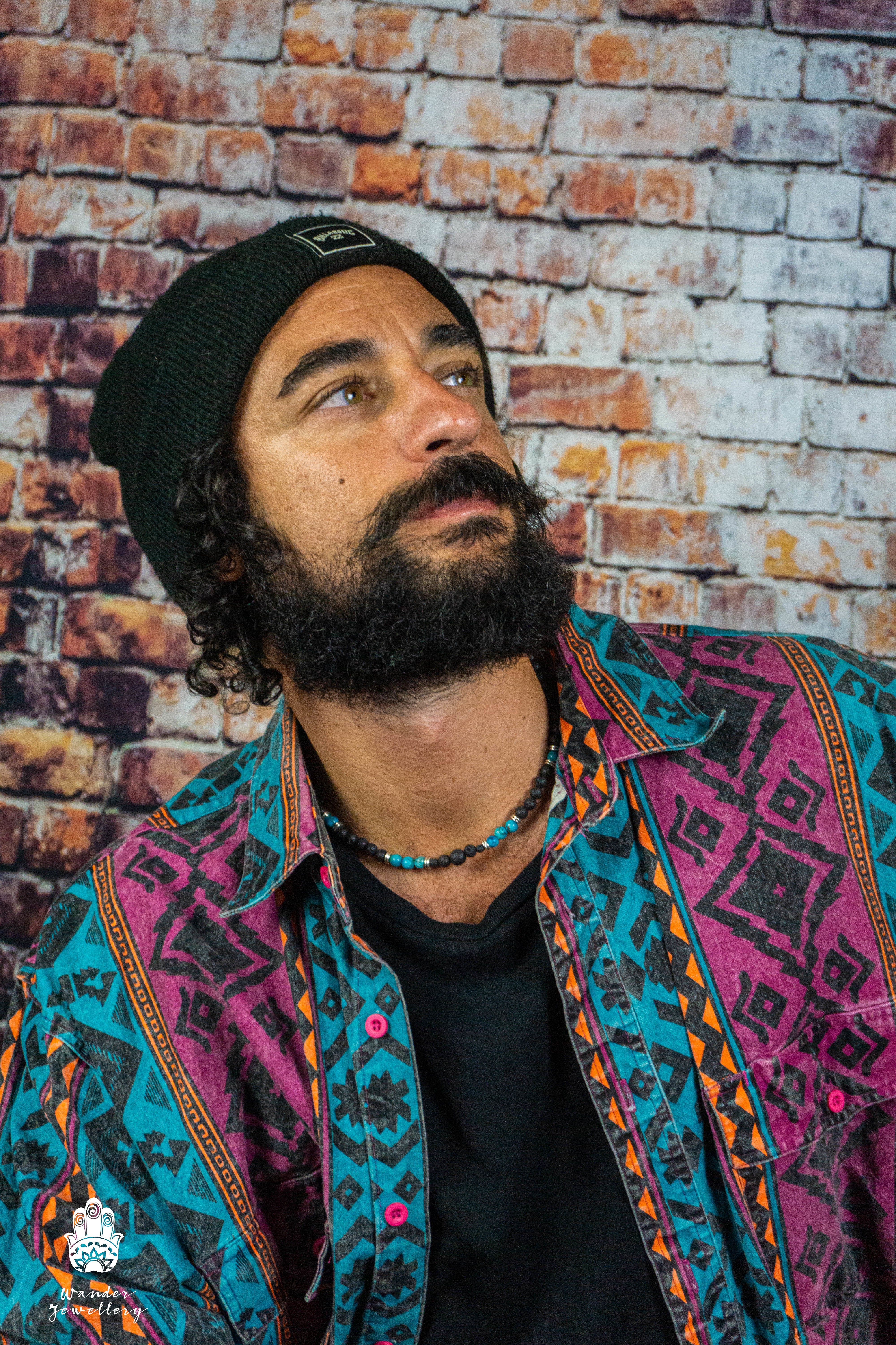 Boho men’s choker necklace with natural gemstones – Wander Jewellery