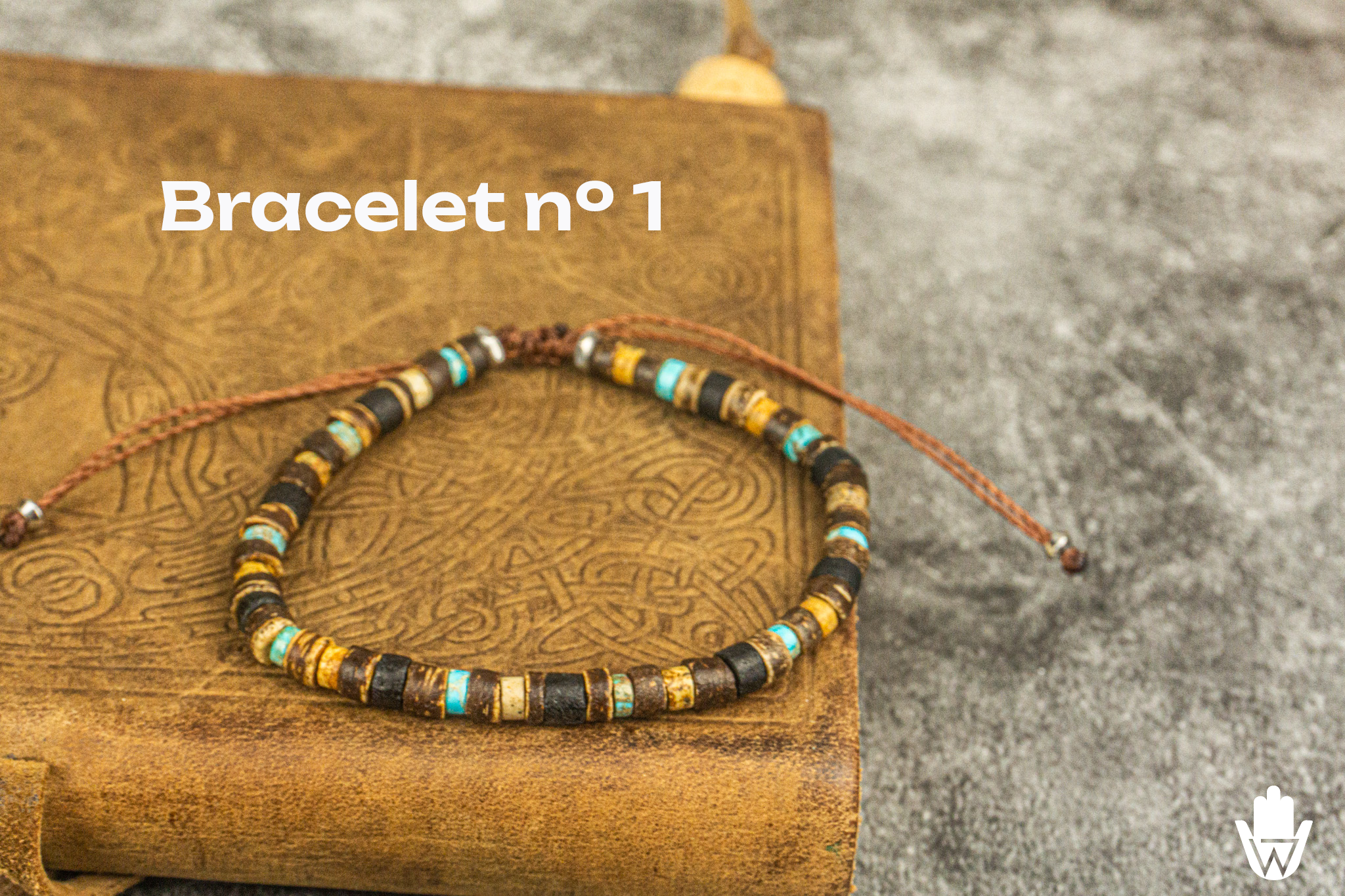 coconut and imperial jasper gemstone adjustable bracelet- wander jewellery
