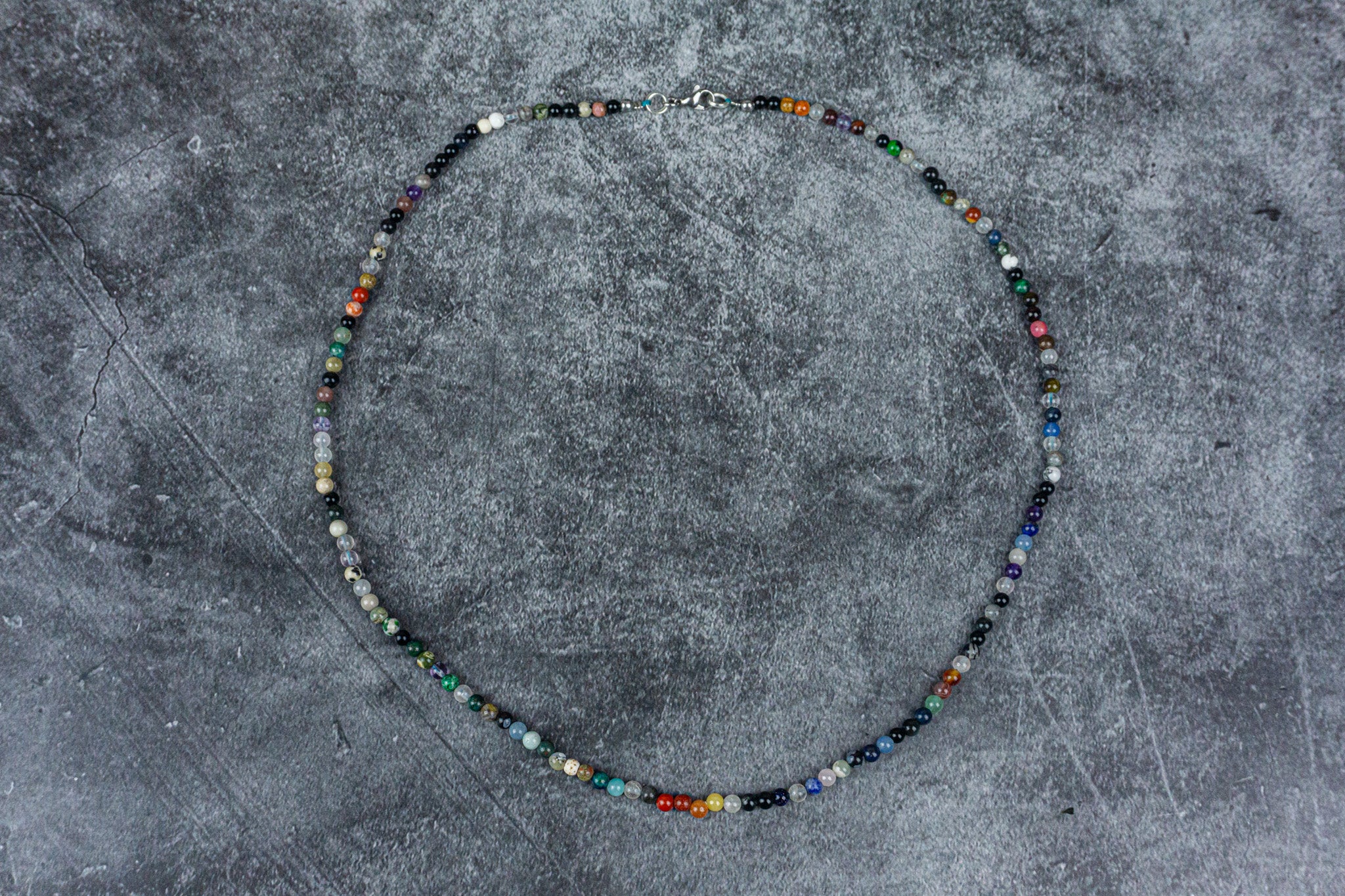 long colorful multi gemstone beaded surfer necklace- wander jewellery