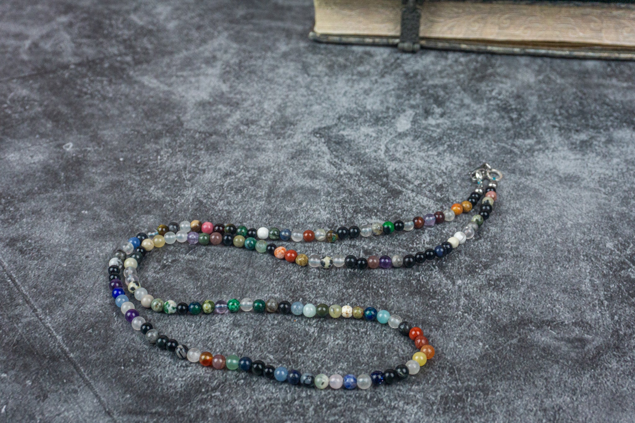 long colorful multi gemstone surfer necklace- wander jewellery