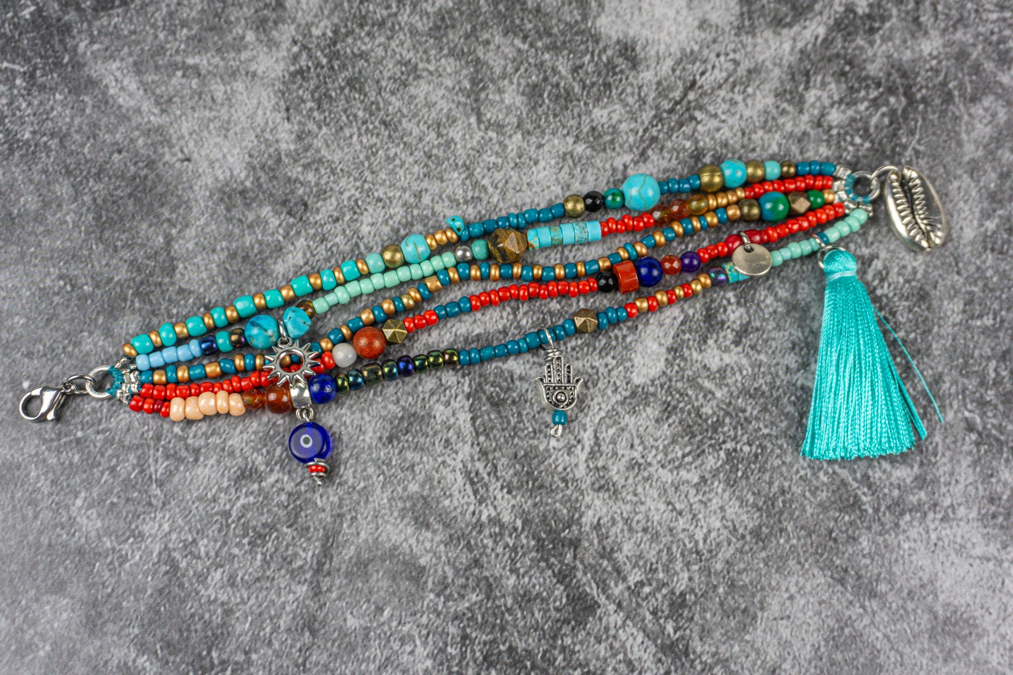 bohemian womens colorful beaded layering bracelet- wander jewellery