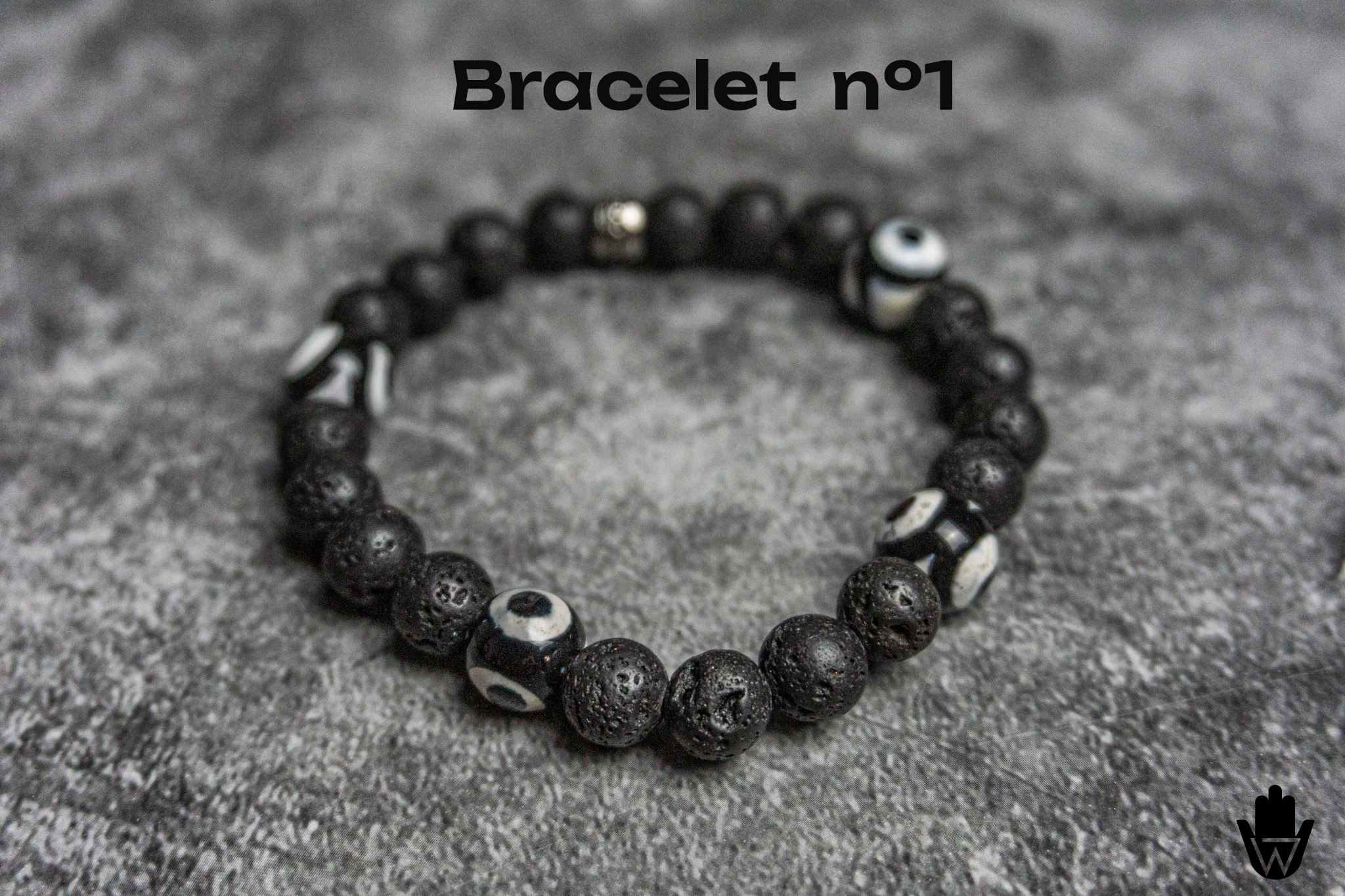 beaded lava stone with third eye tibetan agate - wander jewellery