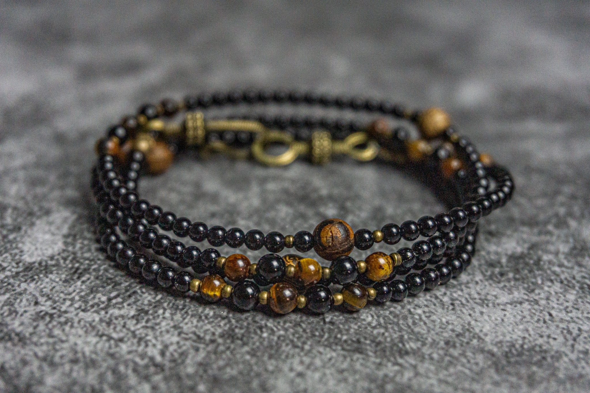 black onyx boho wrap bracelet- wander jewellery