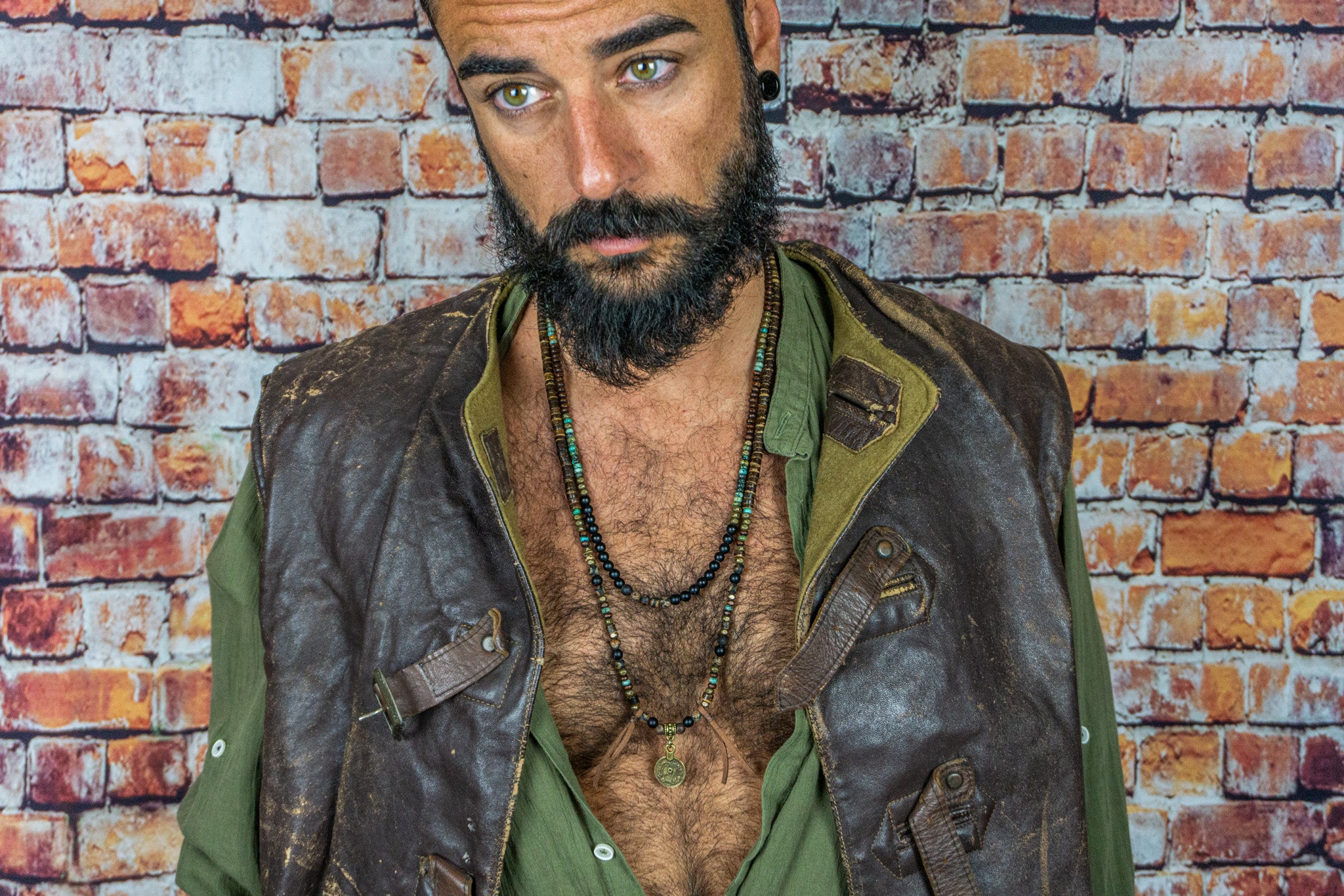boho mens long beaded layered necklace set - wander jewellery