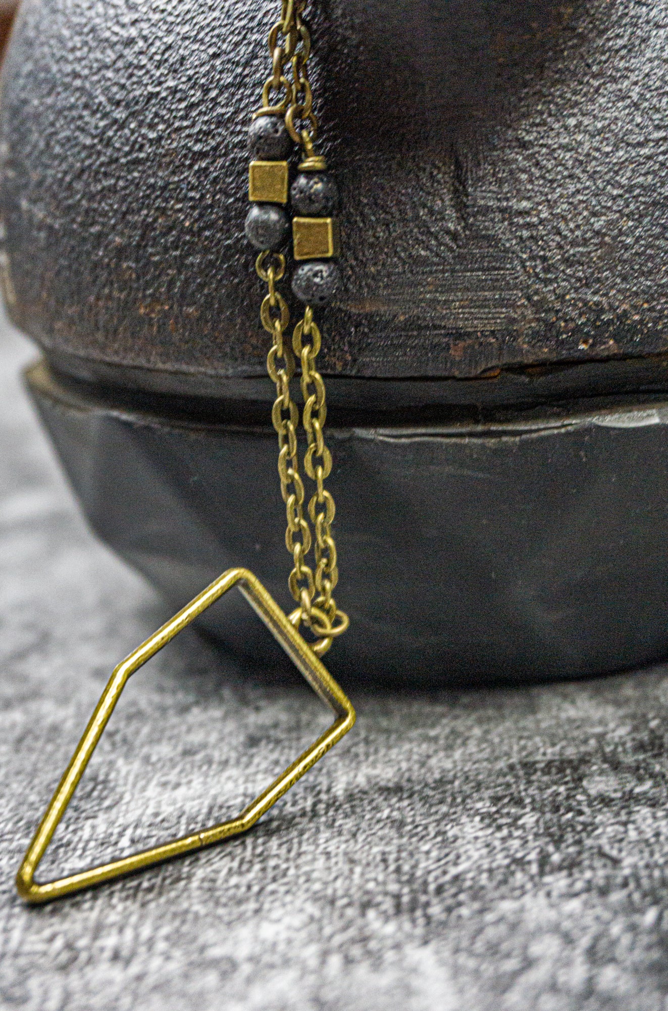 bronze geometric pendant chain necklace- wander jewellery
