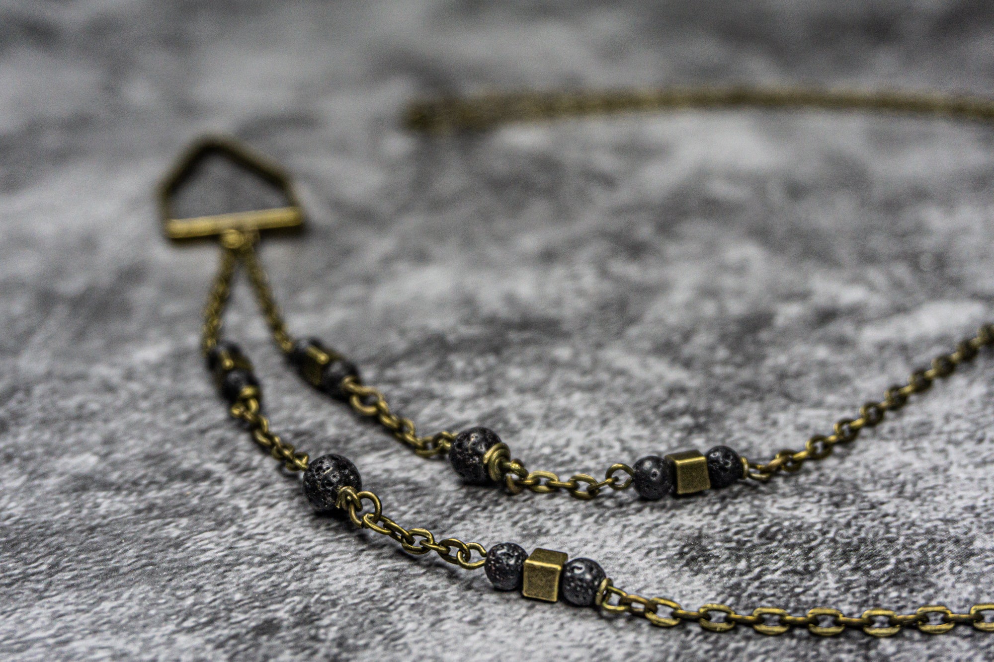 brass minimalist geometric pendant chain necklace- wander jewellery