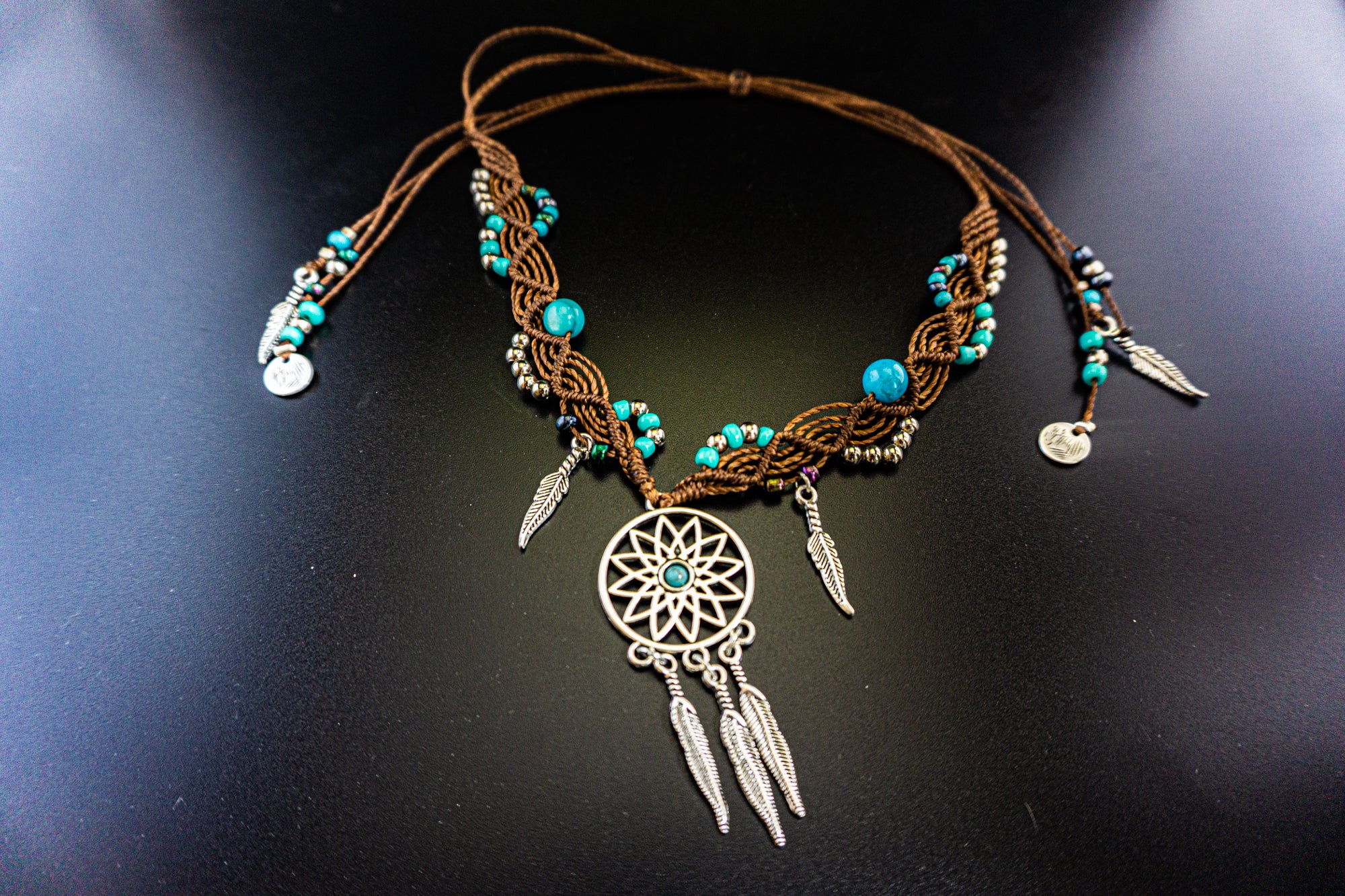 boho macrame dreamcatcher arm bracelet - wanderjwellery
