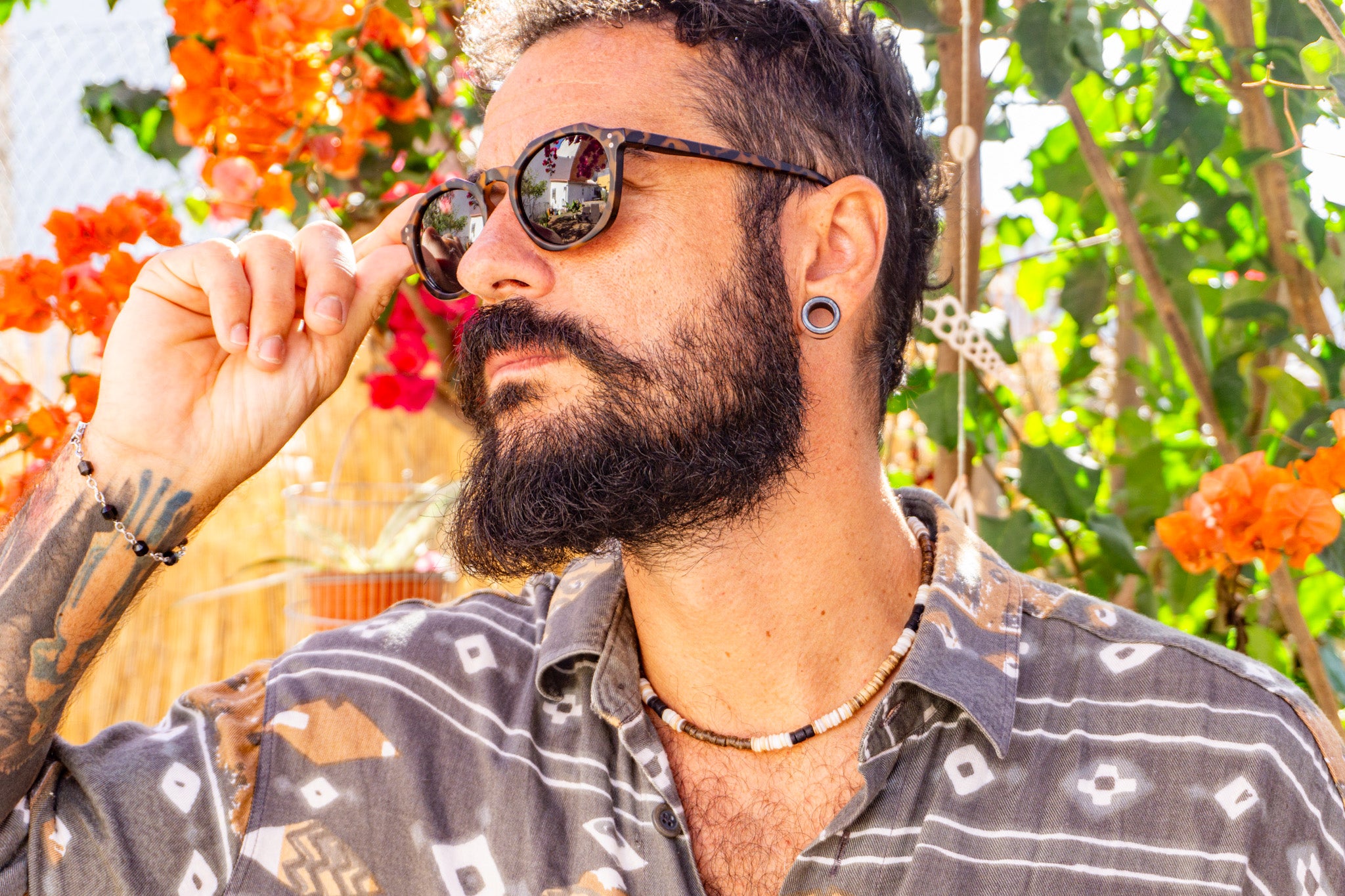 mens coconut and seashell surfer choker necklace- wander jewellery