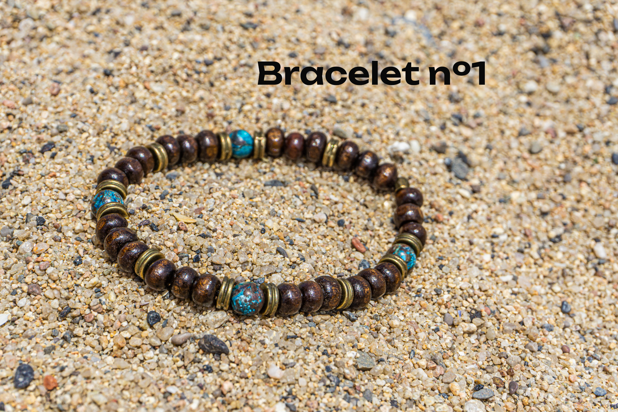 mens bracelet wooden beads, ocean jasper gemstones- wander jewellery