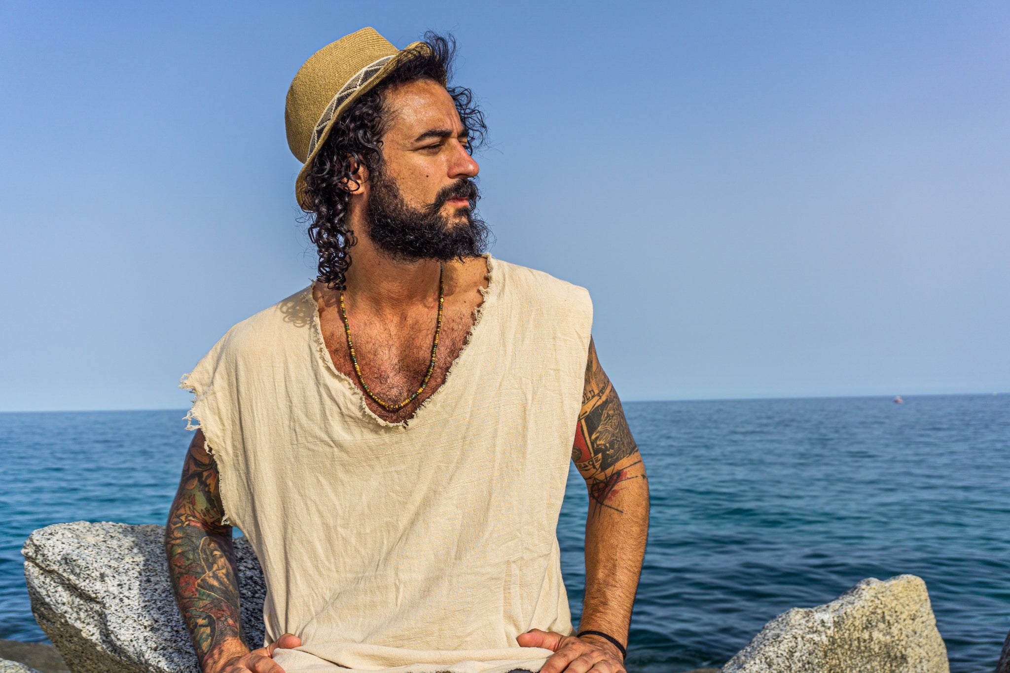 mens necklace made of jasper and tiger eye- wander jewellery