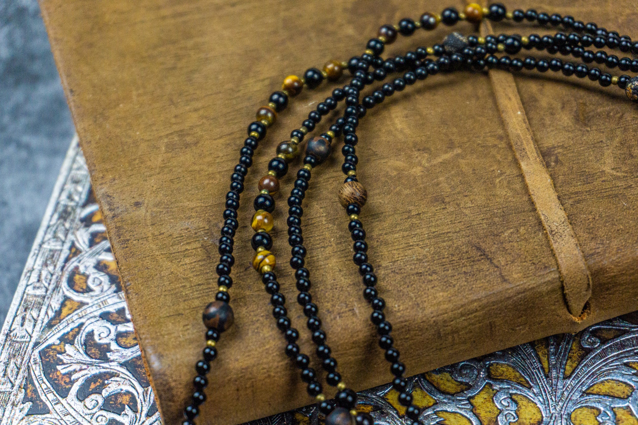 black onyx gemstone beaded necklace- wander jewellery