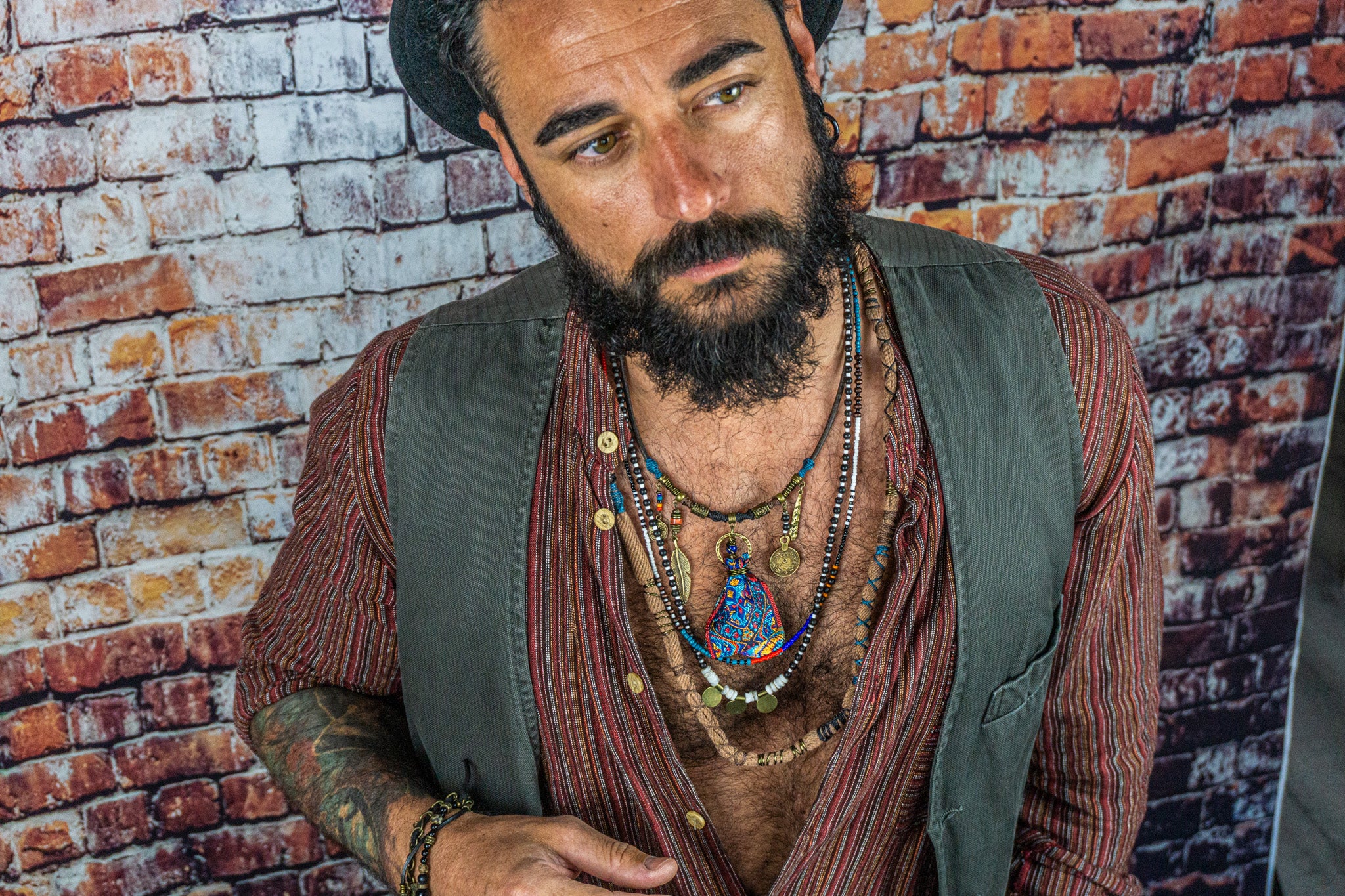 mens 4 layers multi stone necklace set - wander jewellery