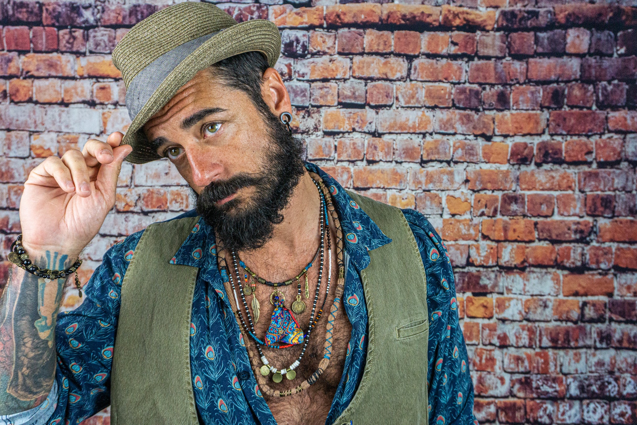 mens 4 layers multi stone necklace - wander jewellery