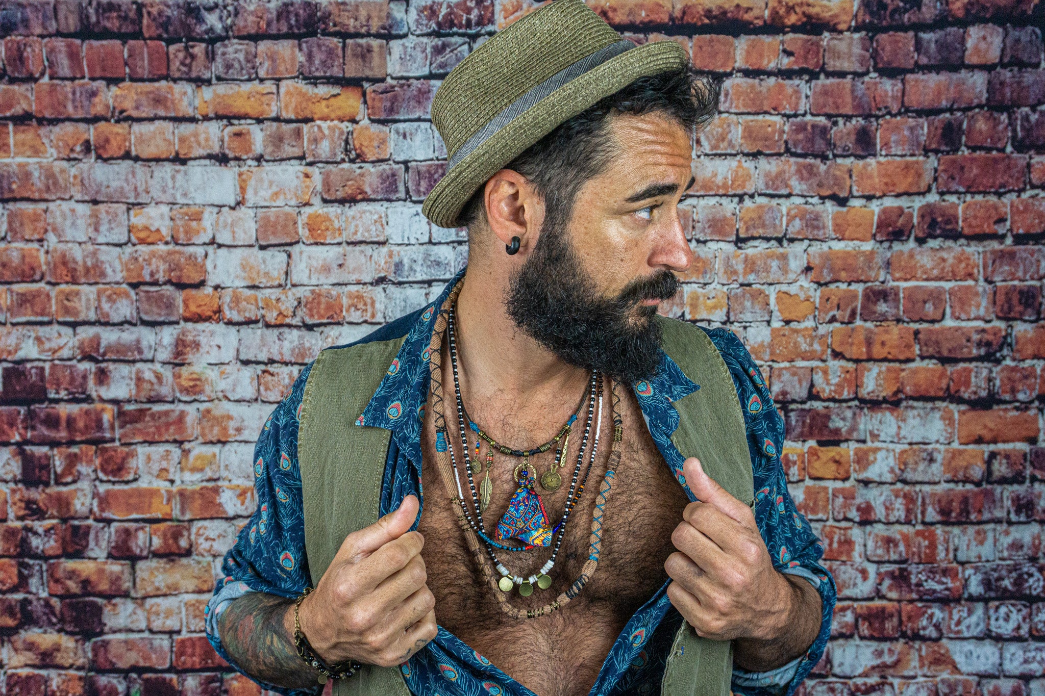 mens layered multi stone necklace set - wander jewellery