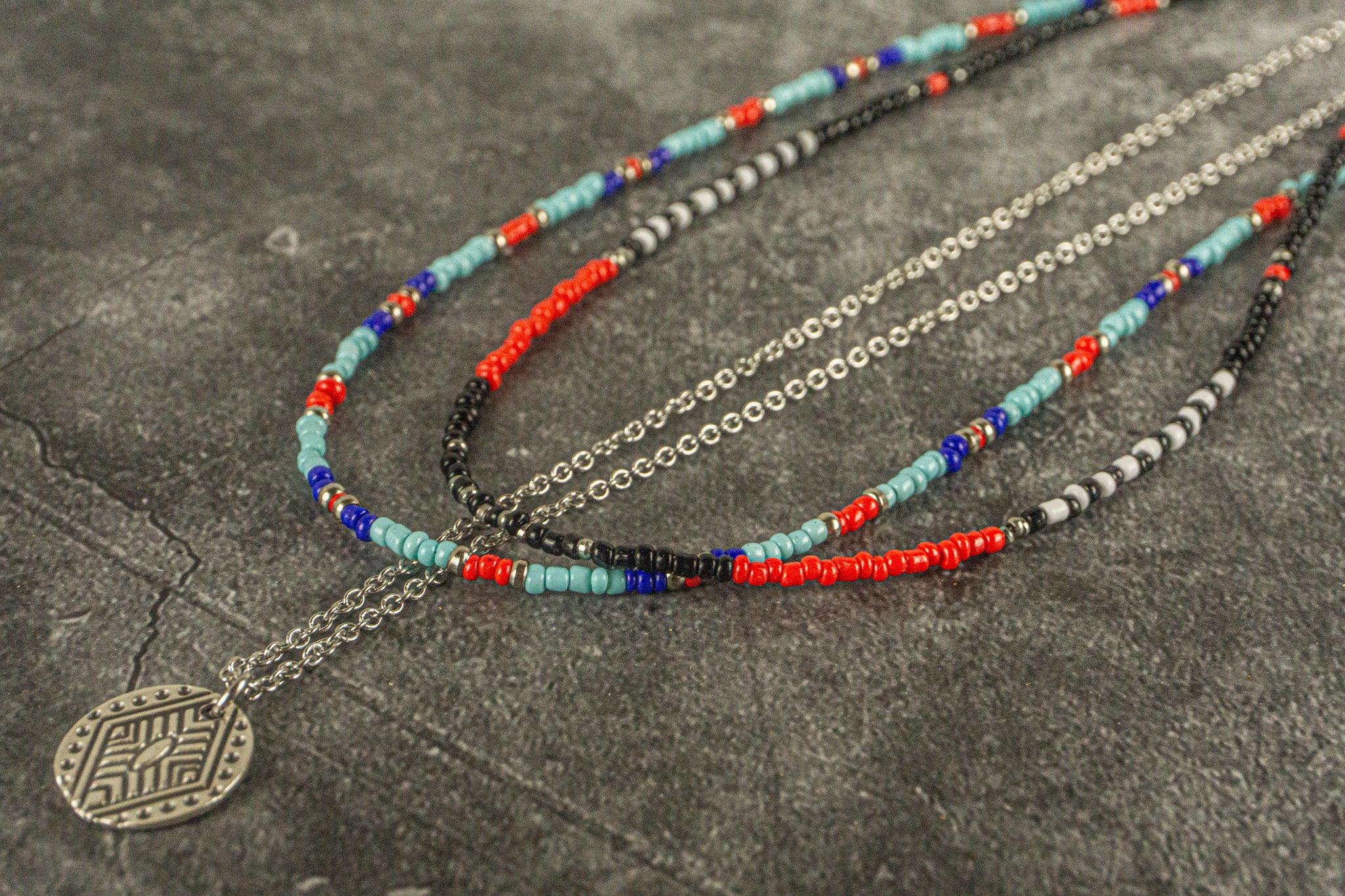 colorful beaded layered choker necklace- wander jewellery