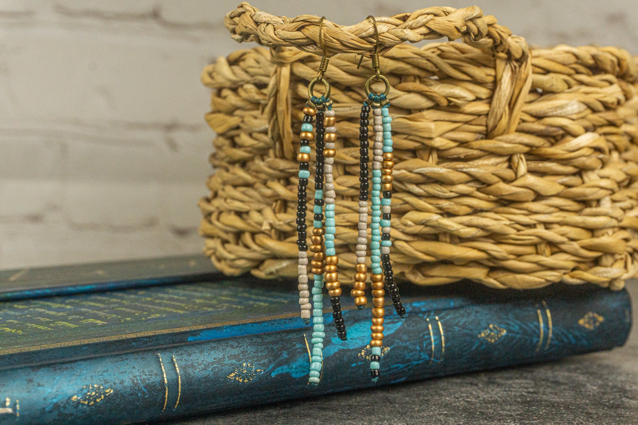 womens long beaded colorful dangle fringe earrings- wander jewellery