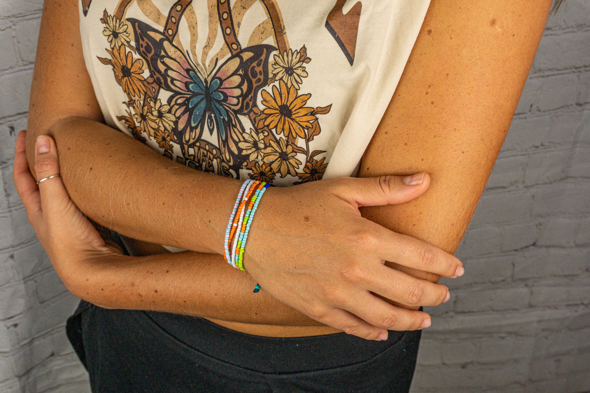 womens multi strand beded adjustable bracelet- wander jewellery