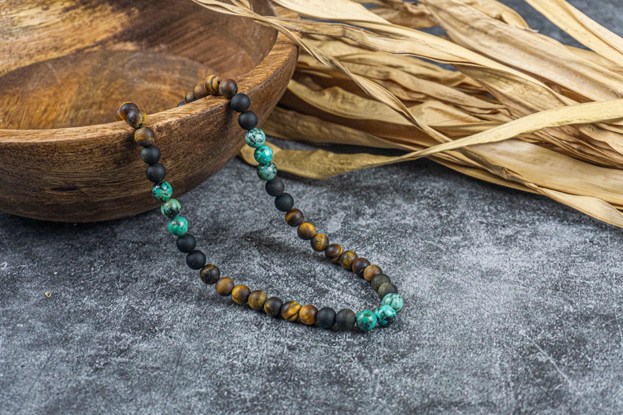 gemstone beaded choker necklace made of tiger ete, golden obsidian and jasper- wander jewellery
