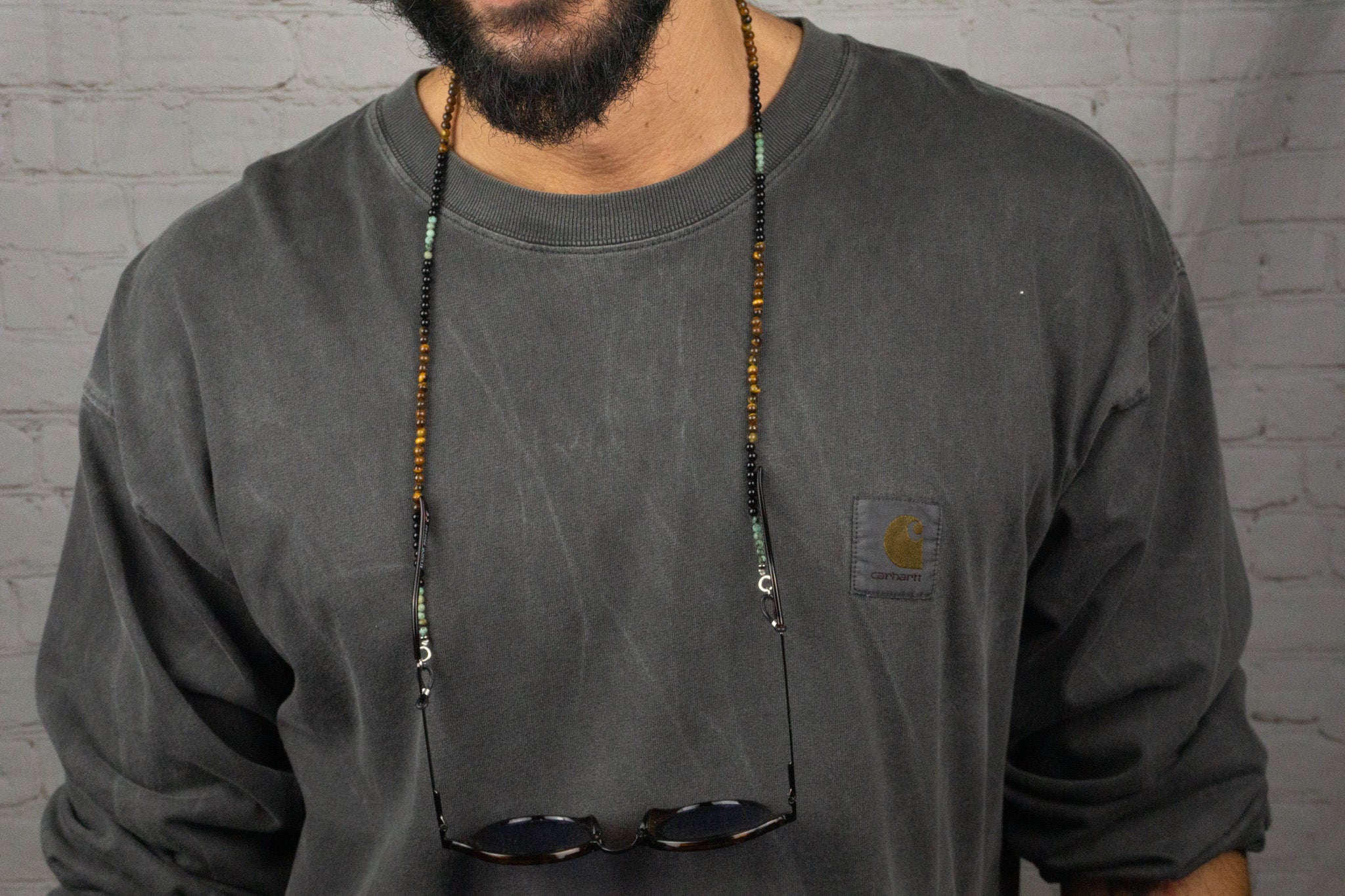 mens tiger eye gemstone bead sunglasses chain holder- wander jewellery