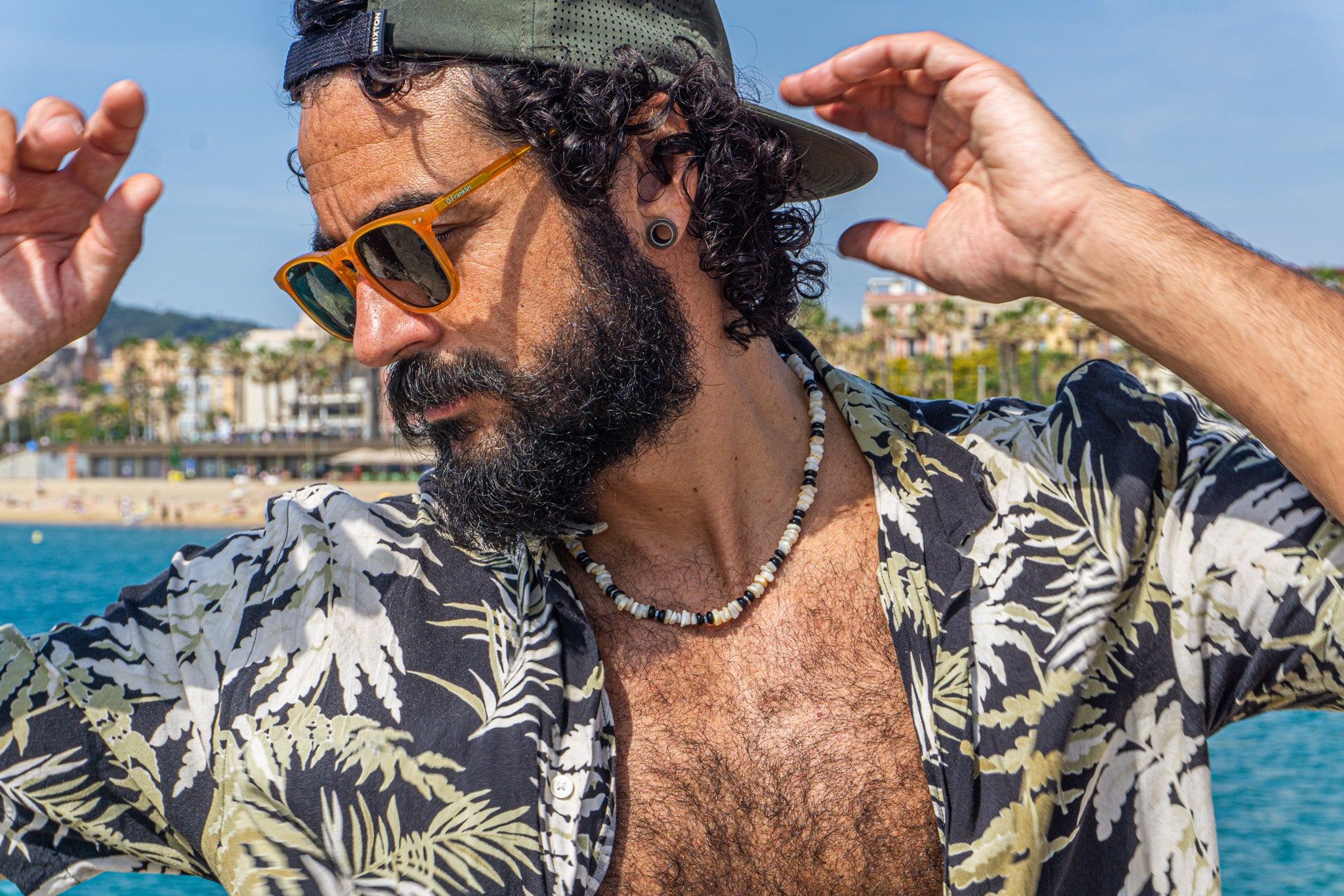 mens ivory bamboo coral chips waterproof choker - wander jewellery