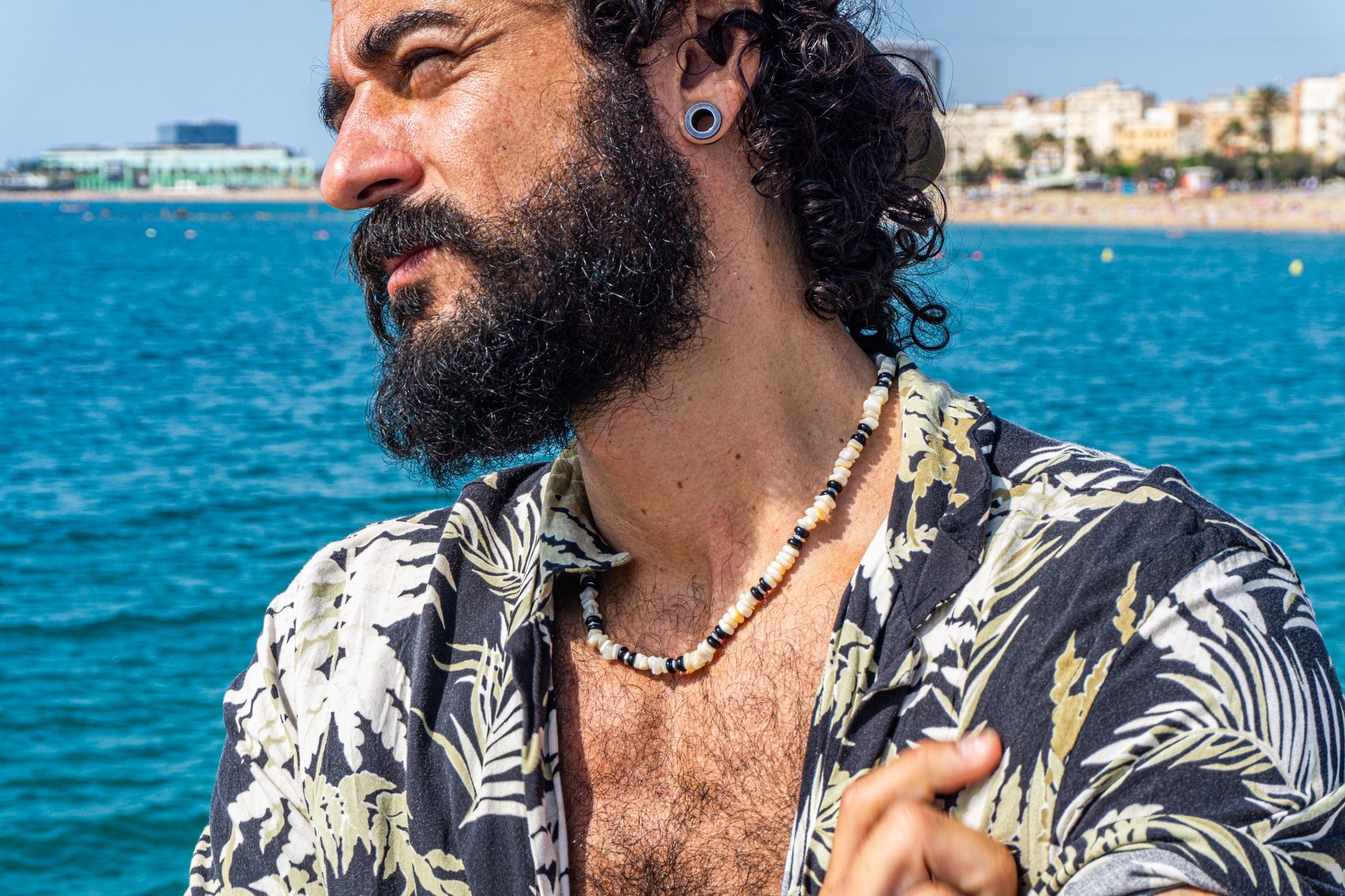 mens white ivory bamboo coral waterproof choker - wander jewellery