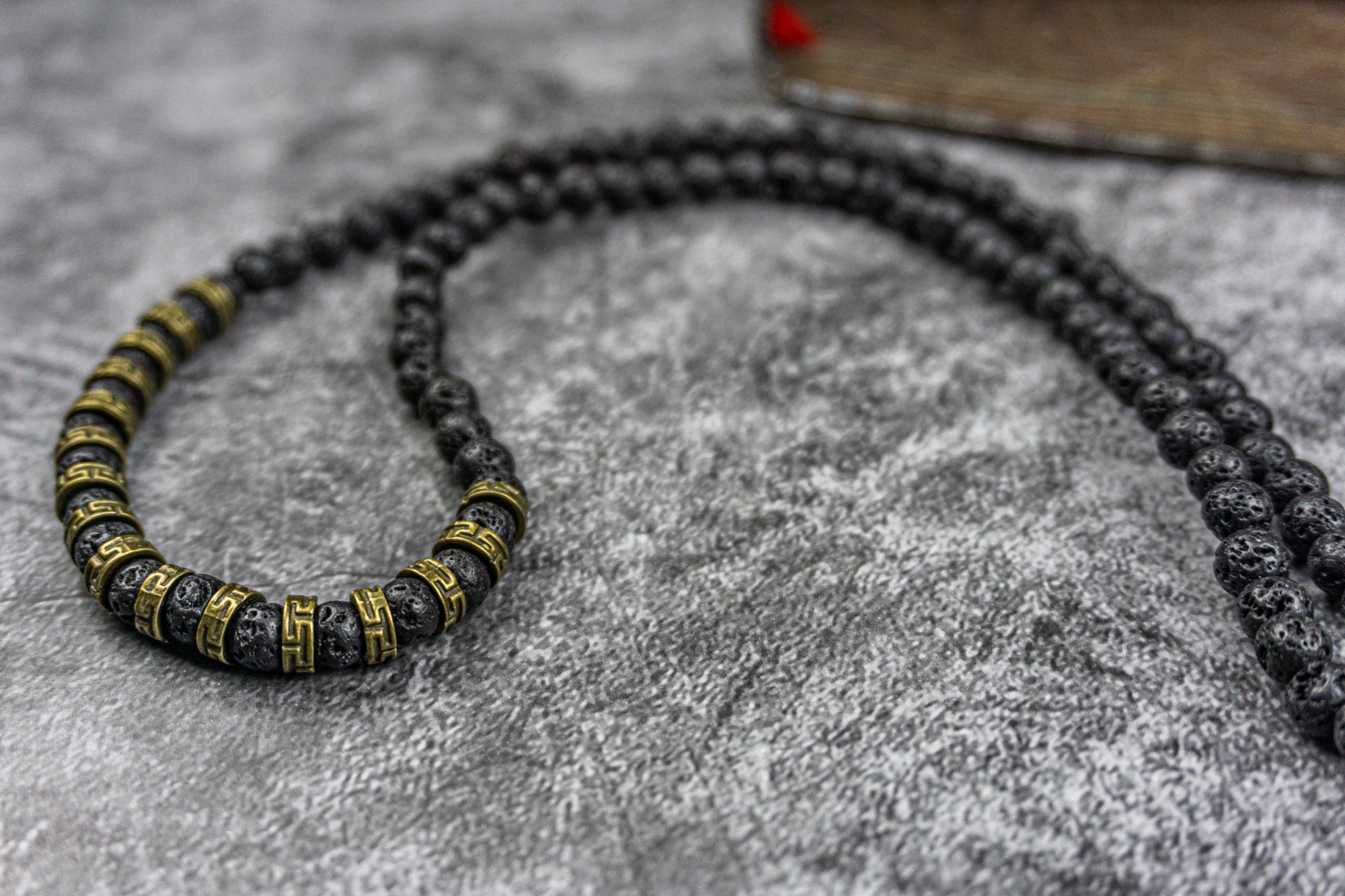 black and bronze lava stone beaded necklace- wander jewellery