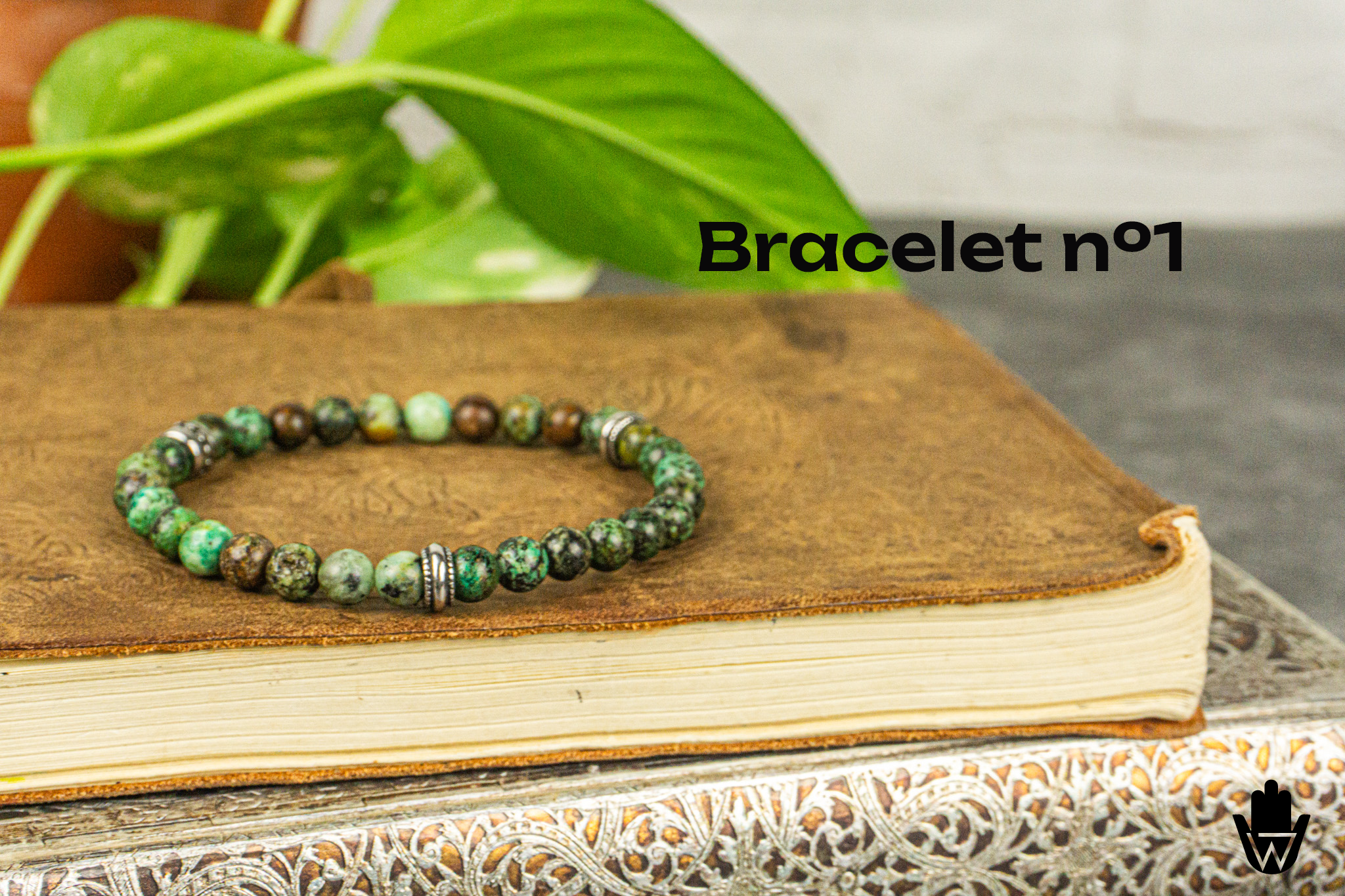 green african turquoise bracelet with stainless steel details- wander jewellery