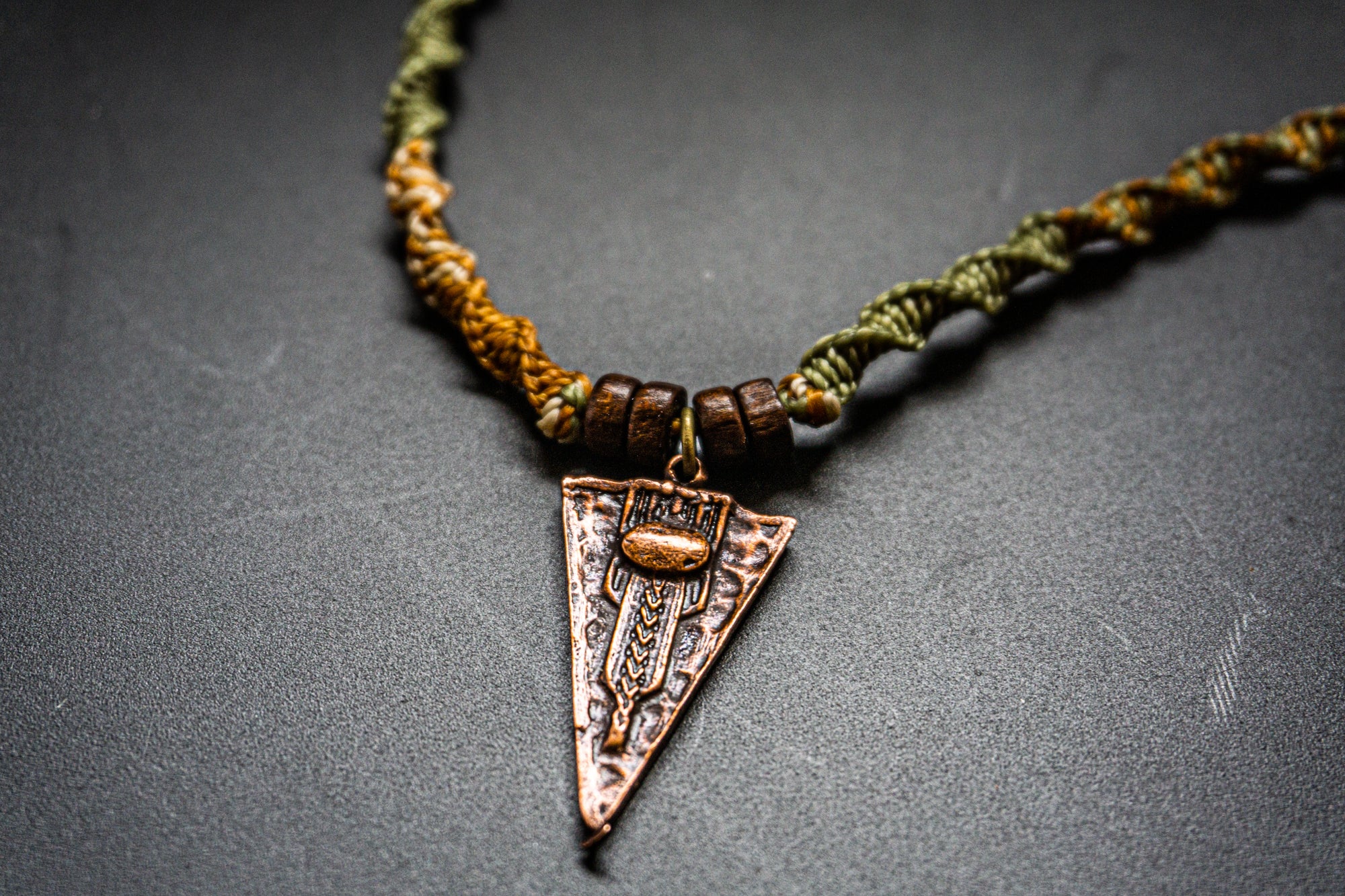 ribal copper pendant detail- wander jewellery