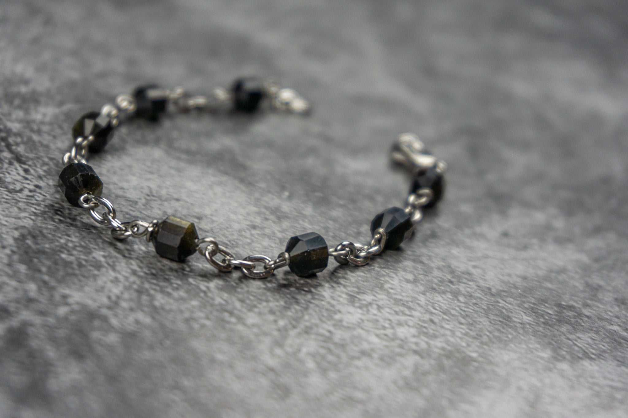 stainless steel chain beaded bracelet with golden obsidian - wanderjewellery