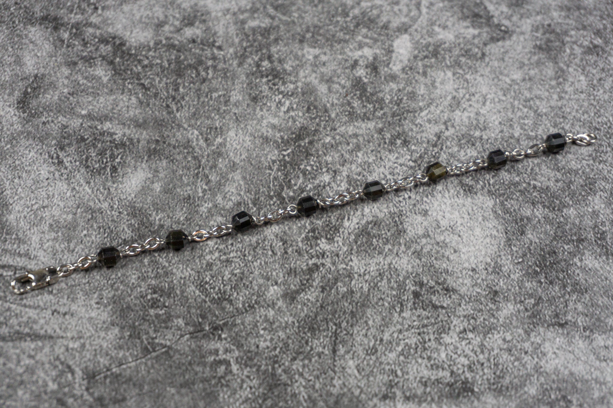 chain beaded bracelet with golden obsidian gemstone- wanderjewellery