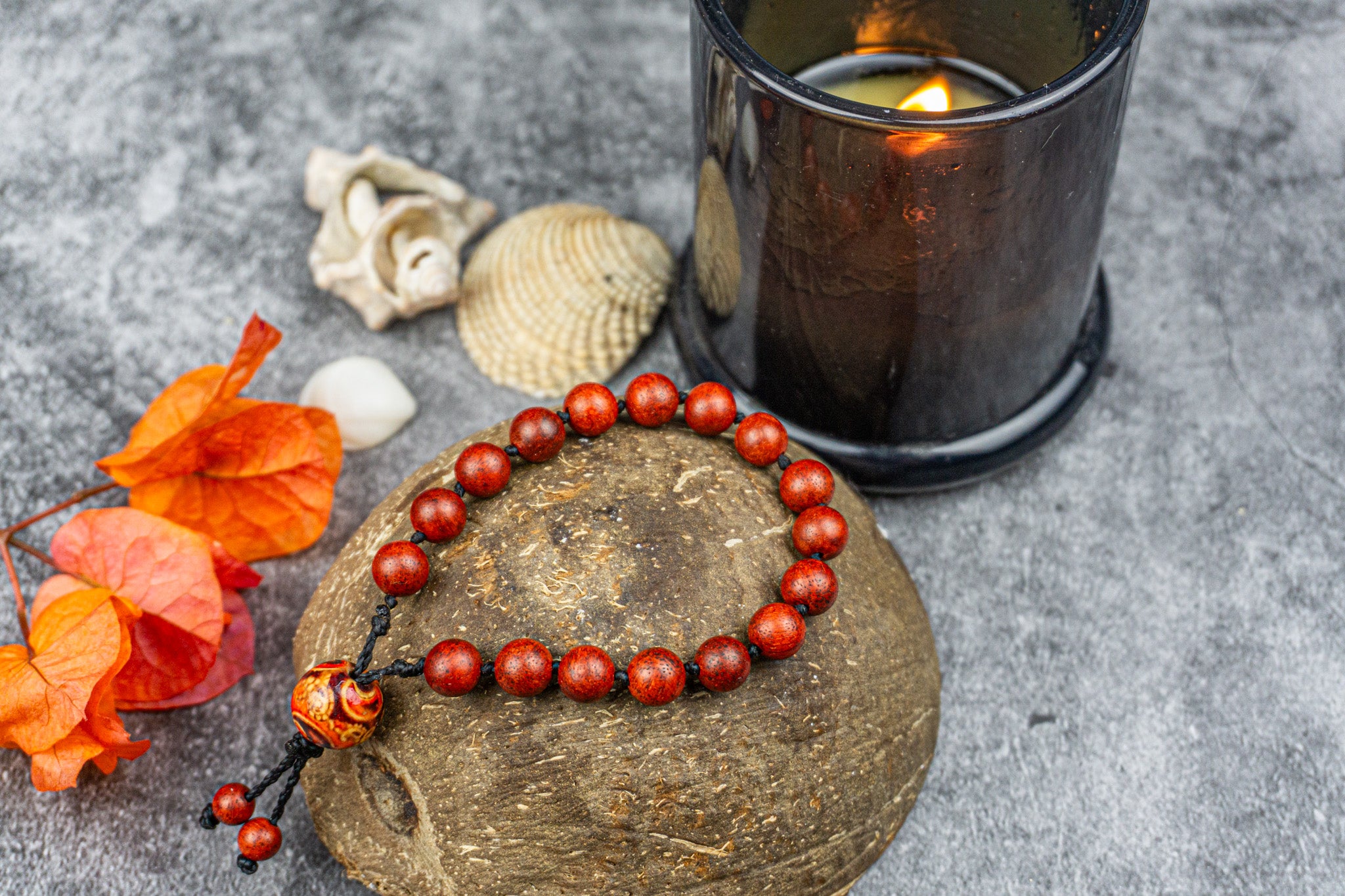 wooden beaded mala bracelet- wander jewellery