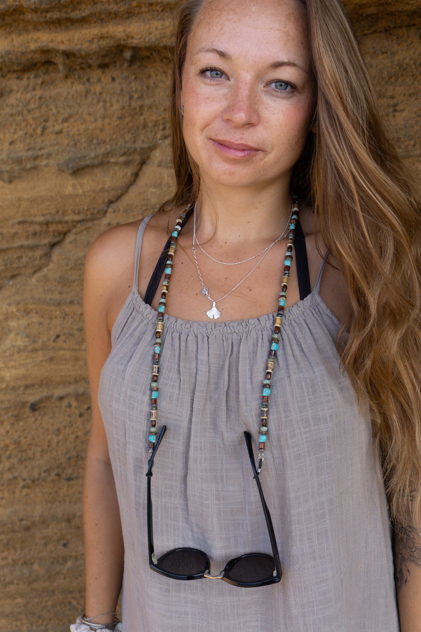 Colorful beaded glasses chain holder for women with porcelain, wood, jasper, and turquoise skull beads – Wander Jewellery