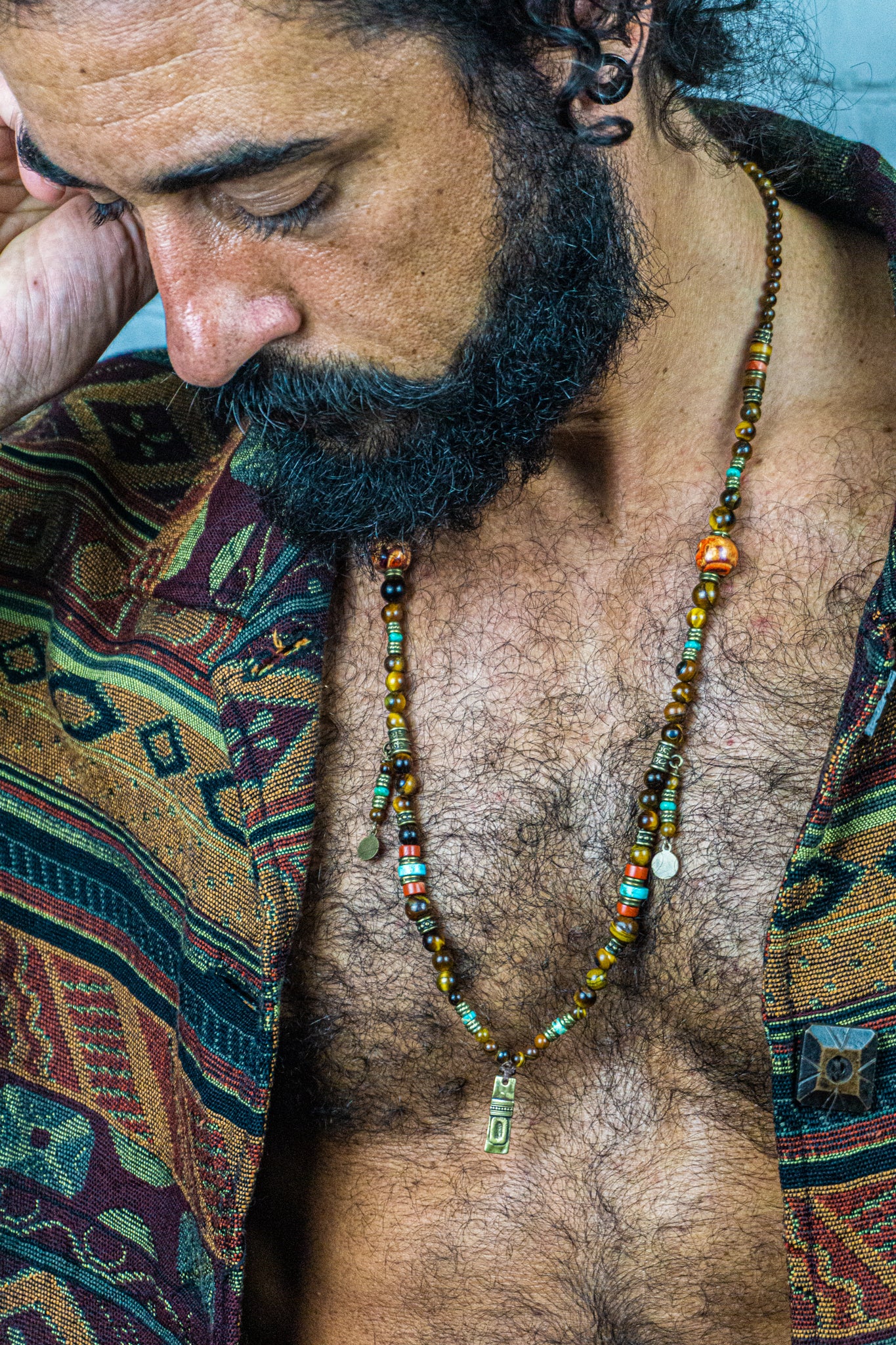 mens gemstone charm necklace - wander jewellery