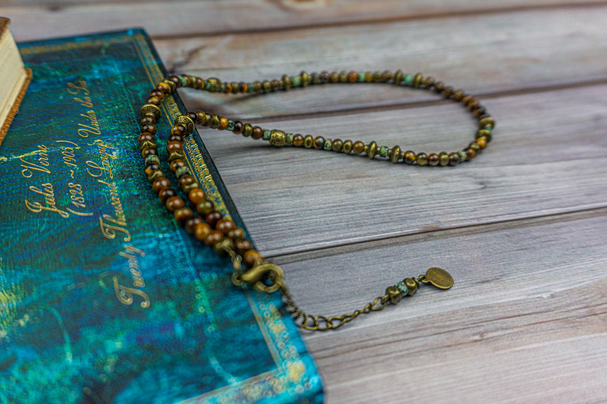 tiger eye and jasper boho beaded necklace- wander jewellery