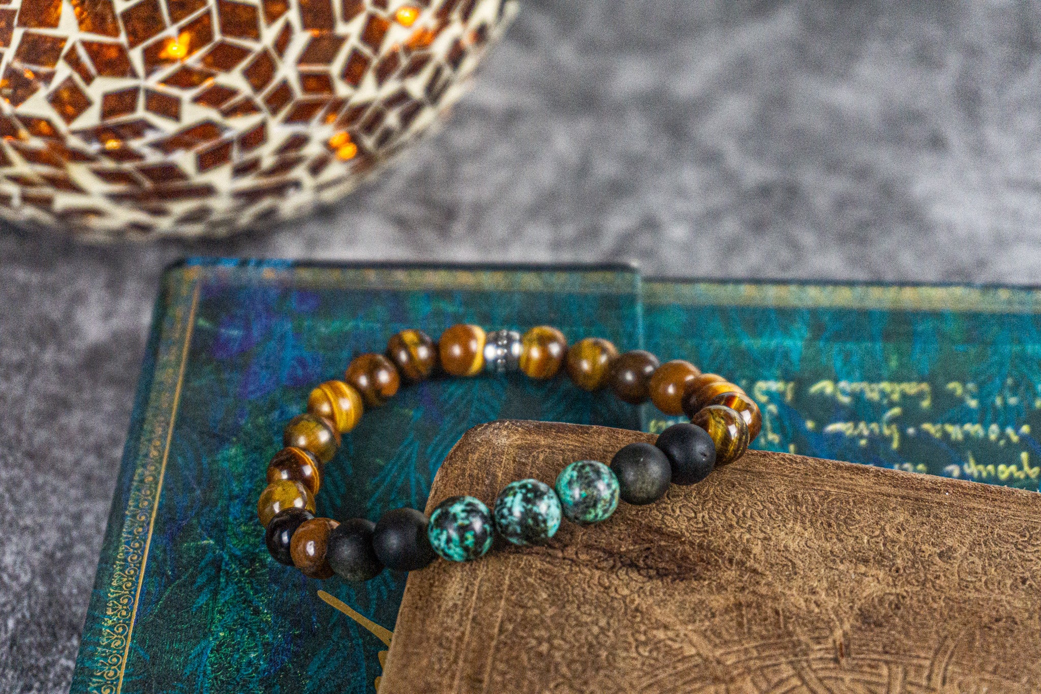 tiger eye-golden obsidian- jasper- gemstone colorful beaded stetchy bracelet- wander jewellery