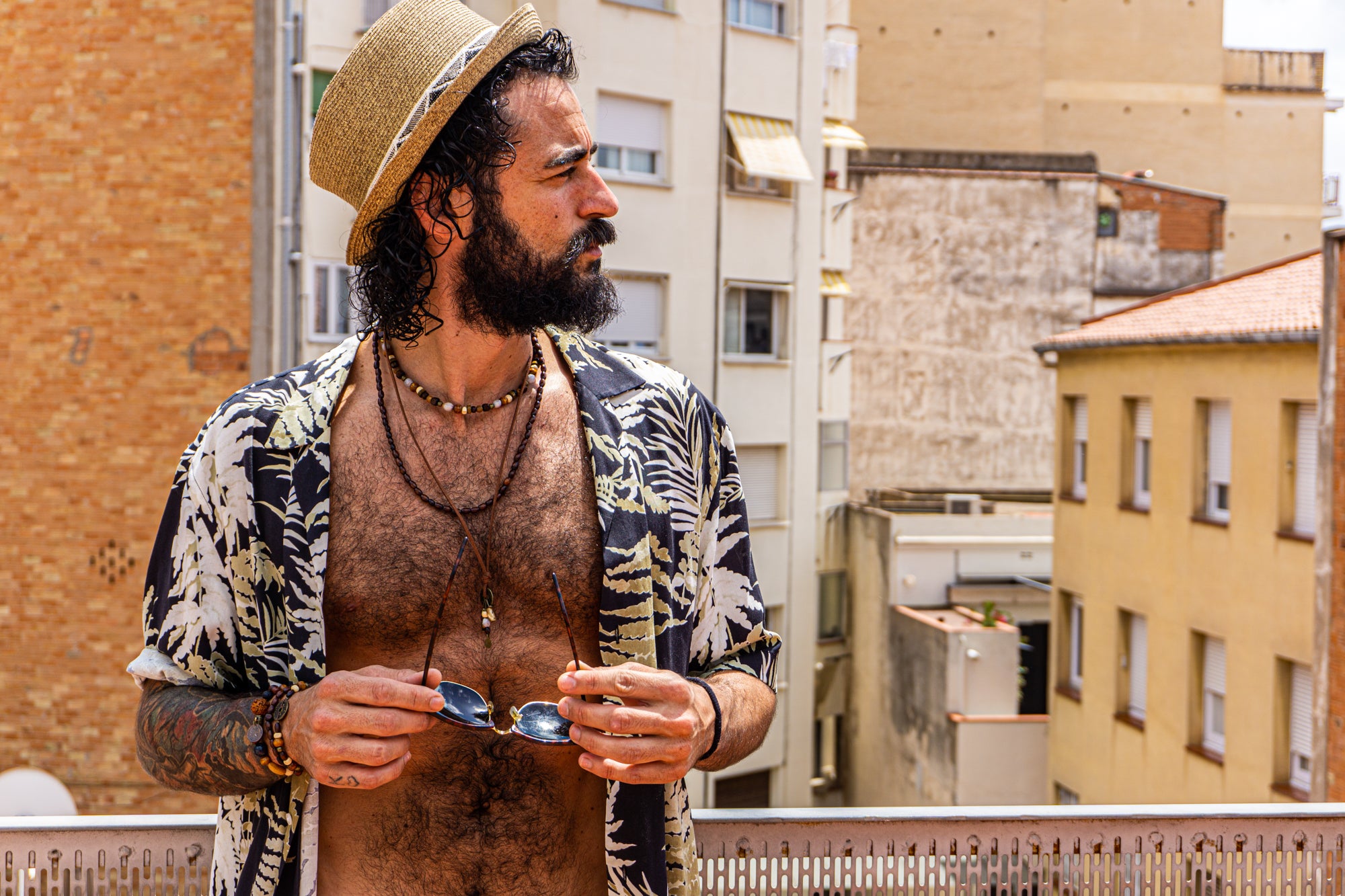 mens 3 pieces layered necklace set made of 3 wooden bead necklace and one long pendant leather necklace- wander jewellery