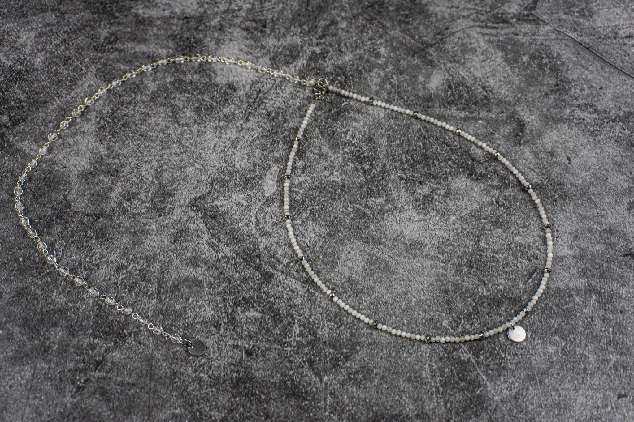Elegant moonstone bridal necklace with a crystal fire-polish back tail, perfect for weddings – Wander Jewellery