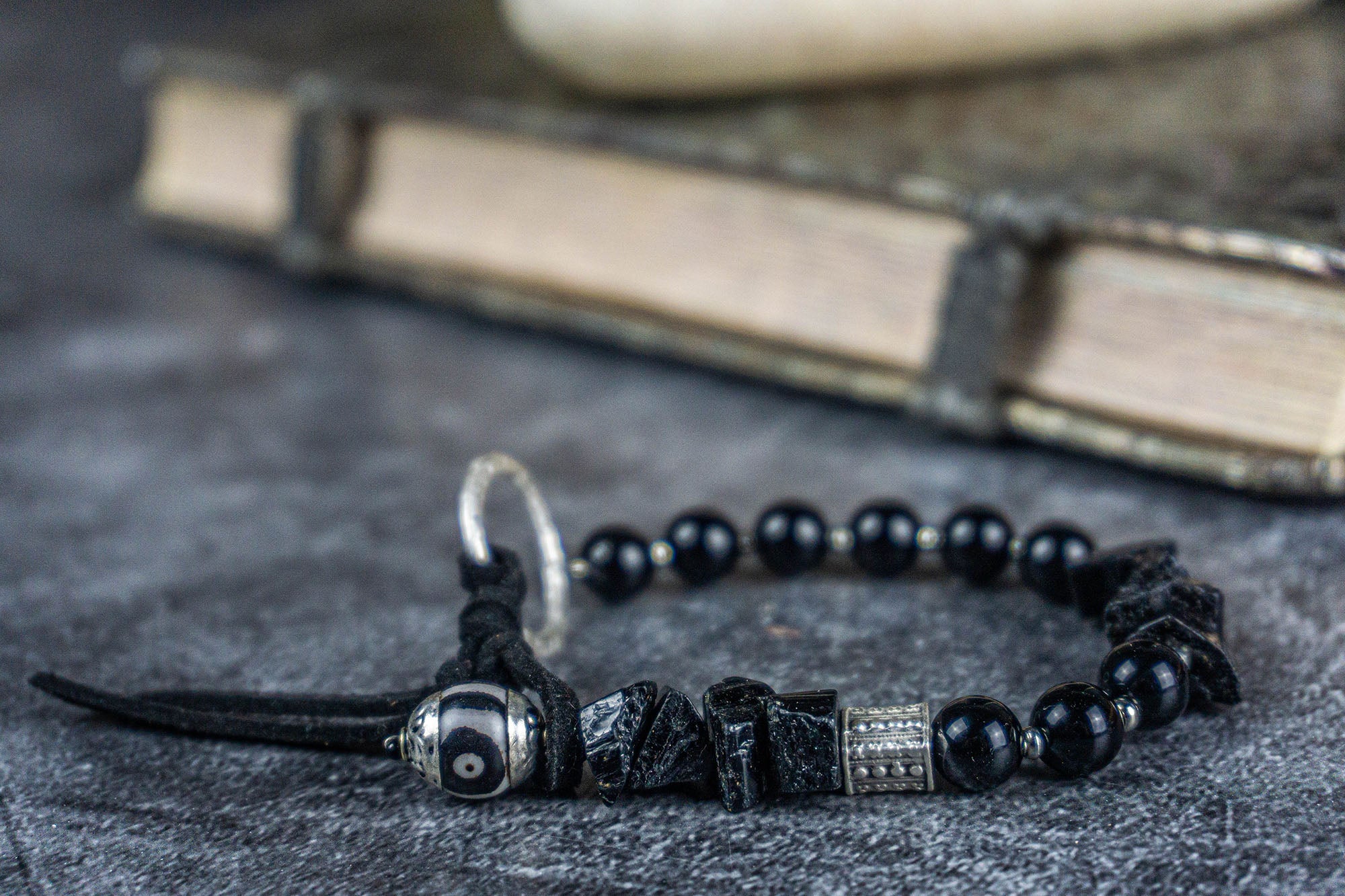 black tourmaline and onyx gemstone bracelet