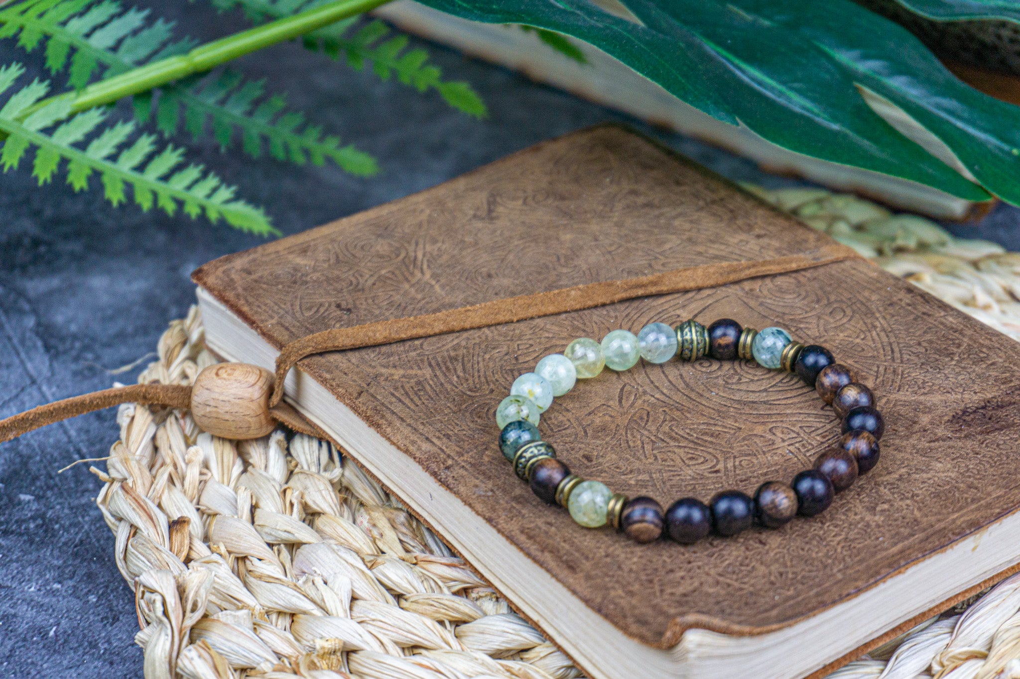 Grounding beaded stretchy bracelet