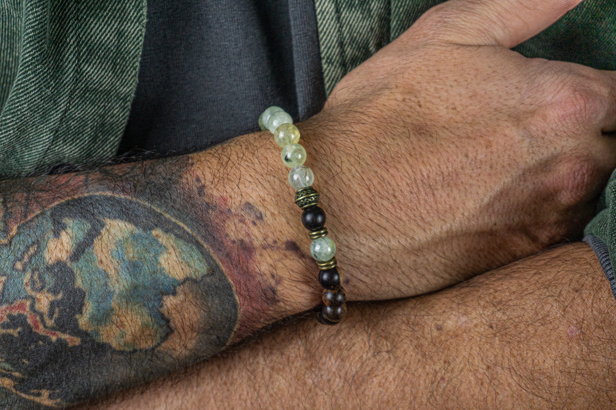 Ebony wooden beaded bracelet for him