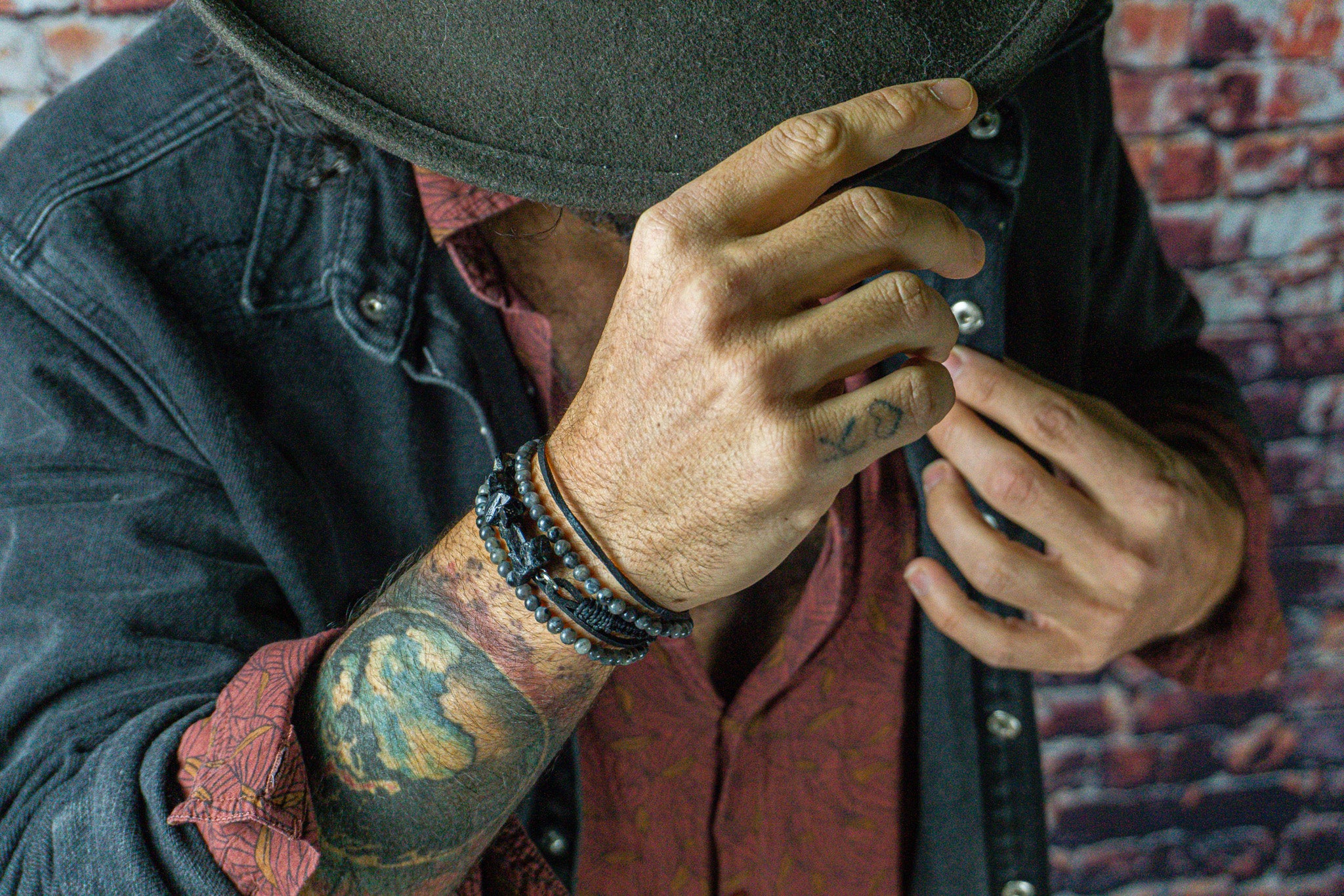 Mens rockstar leather wrap bracelet