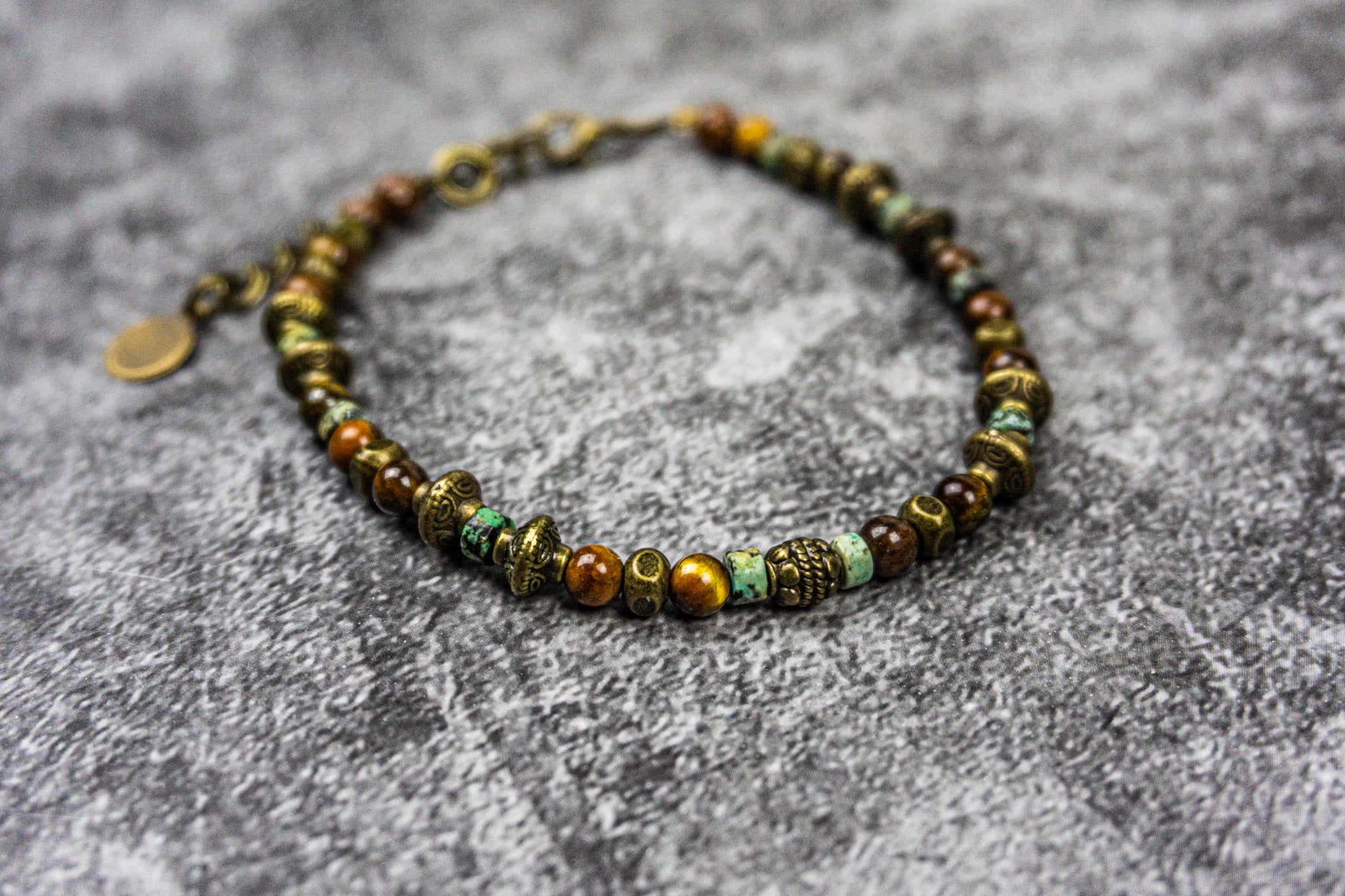 dainty gemstone and brronze earthy beads bracelet- wander jewellery