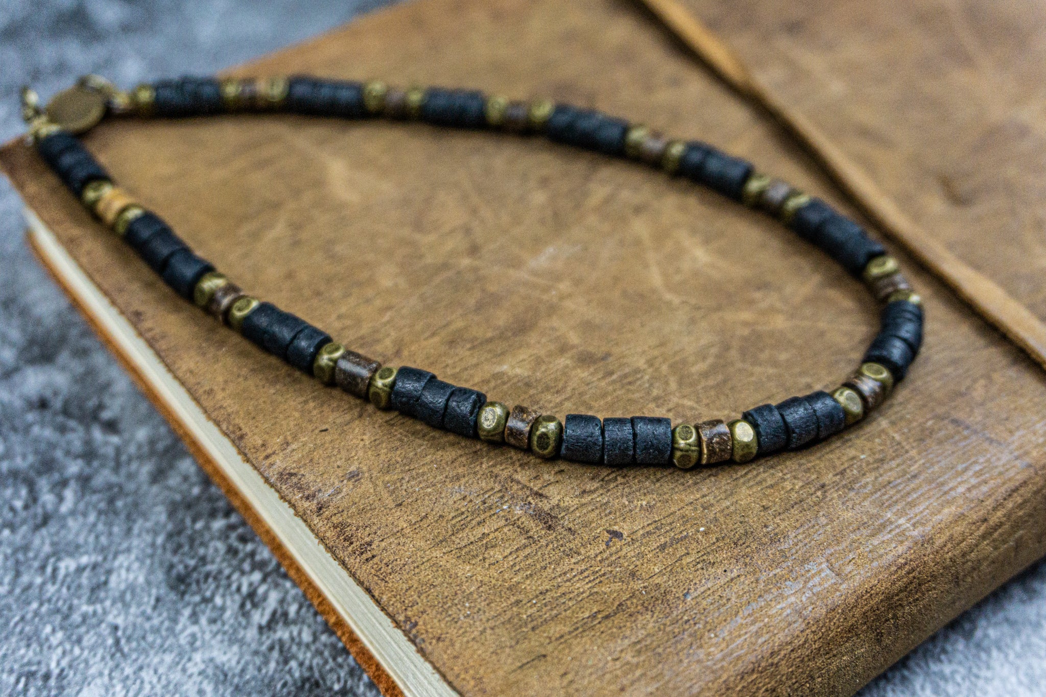 black and brown coconut surfer anklet bracelet- wander jewellery