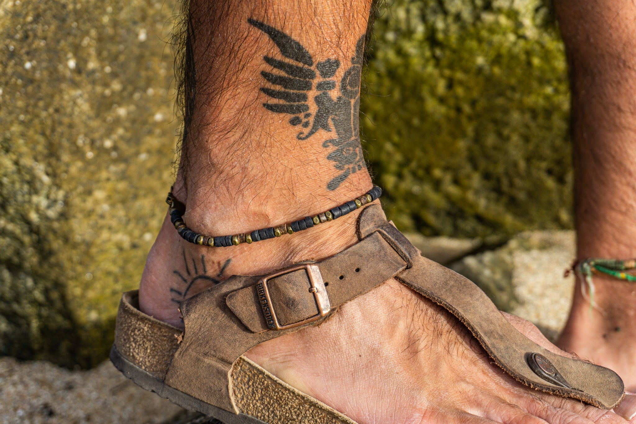 mens black coconut surfer anklet bracelet- wander jewellery