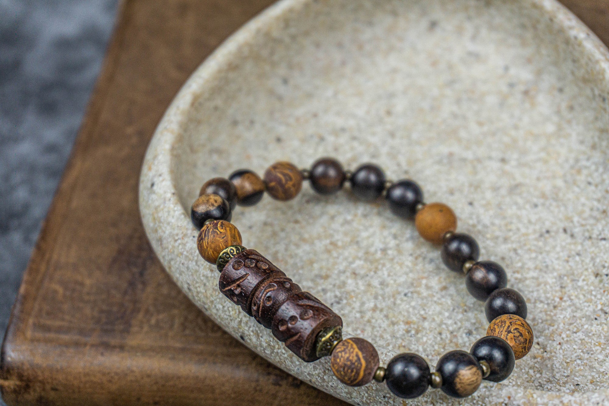 Wooden beaded bracelet for him
