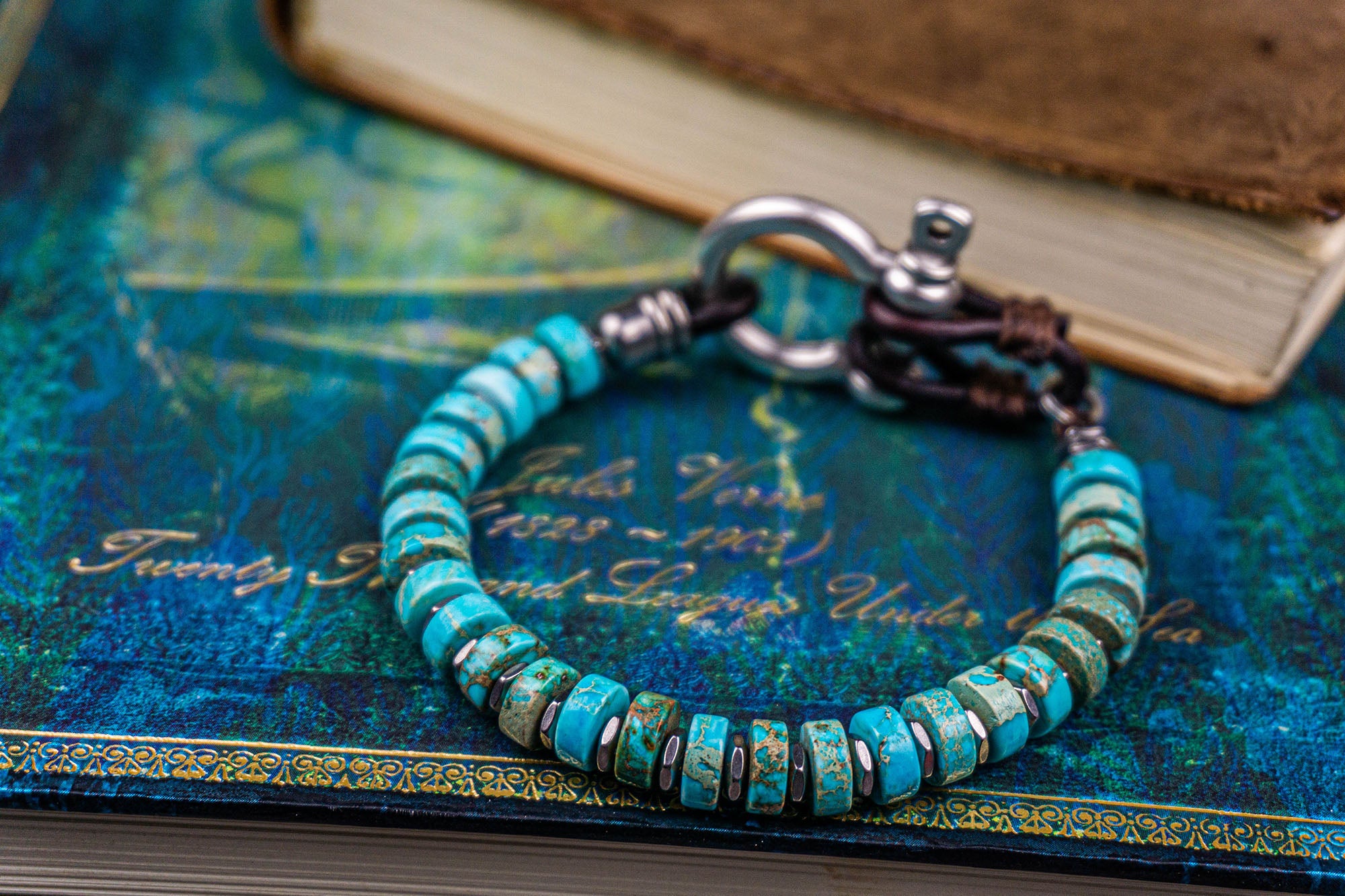 imperial jasper stainless steel D-Ring Anchor Shackle Clasps bracelet