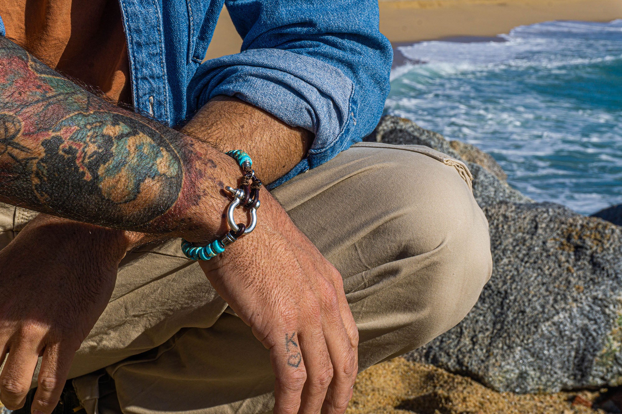 imperial jasper stainless steel leather Clasps bracelet