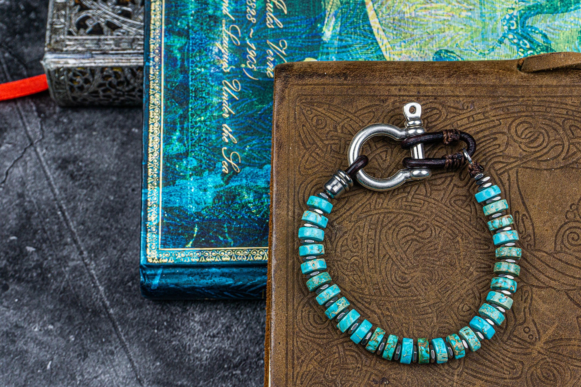 imperial jasper stainless steel Anchor Clasps bracelet